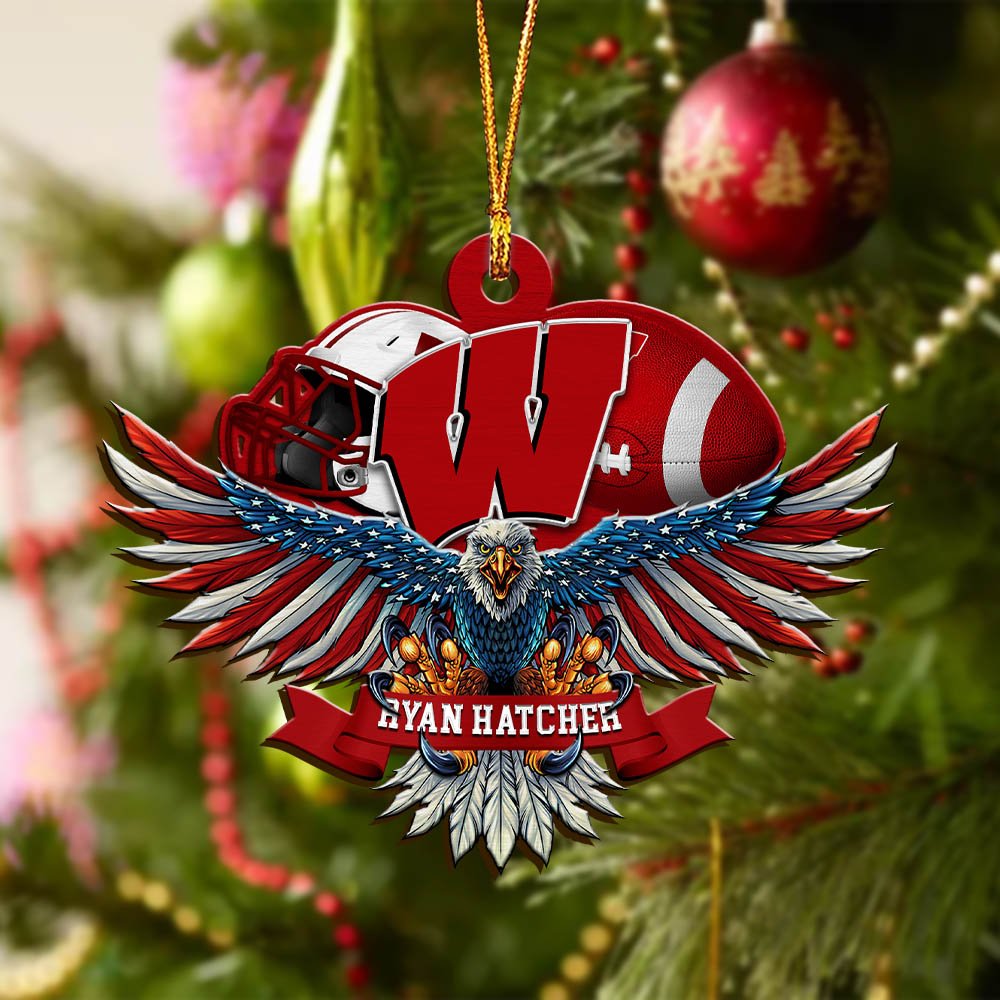 Alternative view of Wisconsin Badgers Wooden Ornament 2024 Version Custom Your Name, Eagle And Sport Team Ornament, Christmas Gifts For Fans ETHY-52161