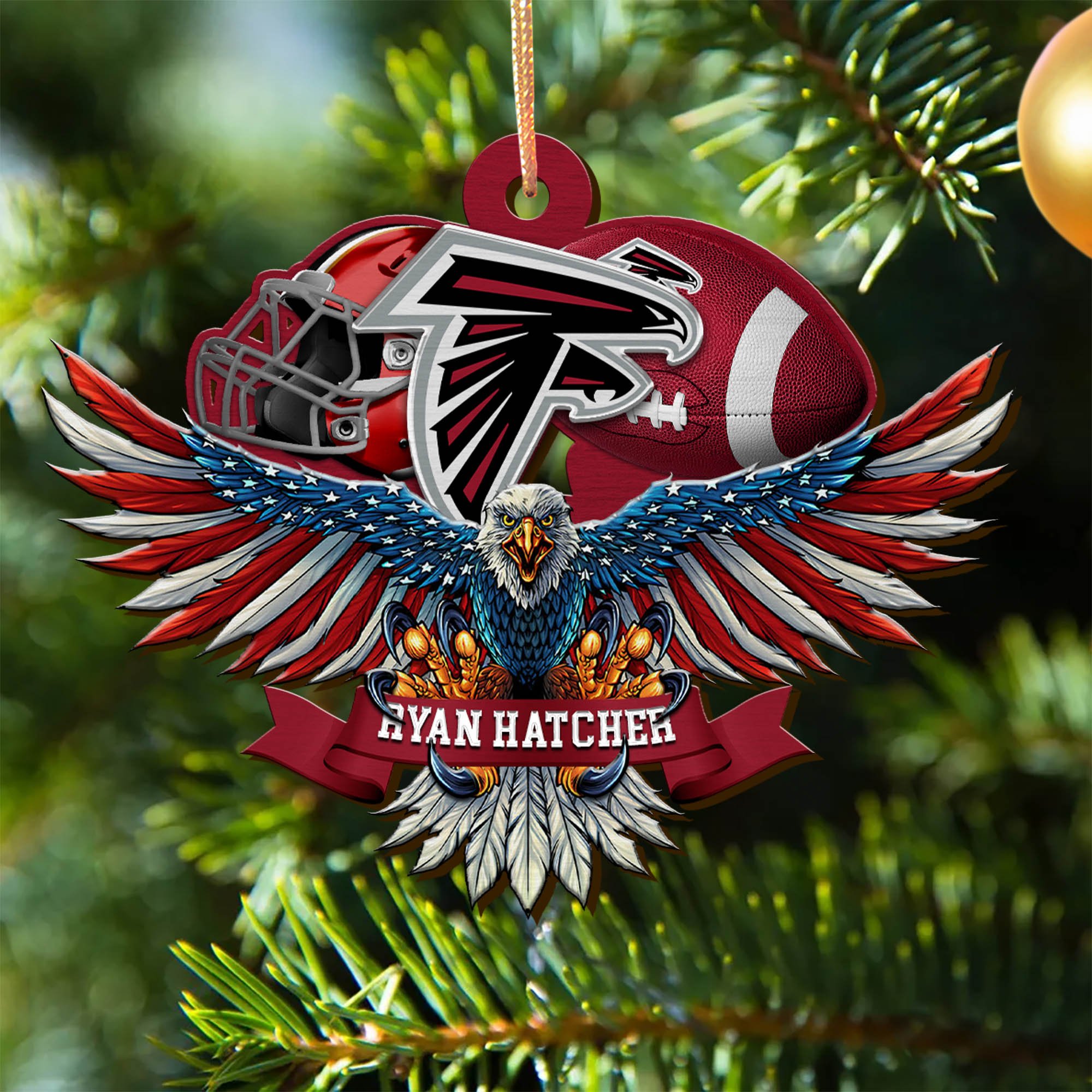 Atlanta Falcons Wooden Ornament 2024 Version Custom Your Name, Eagle And Sport Team Ornament, Christmas Gifts For Fans ETHY-52161