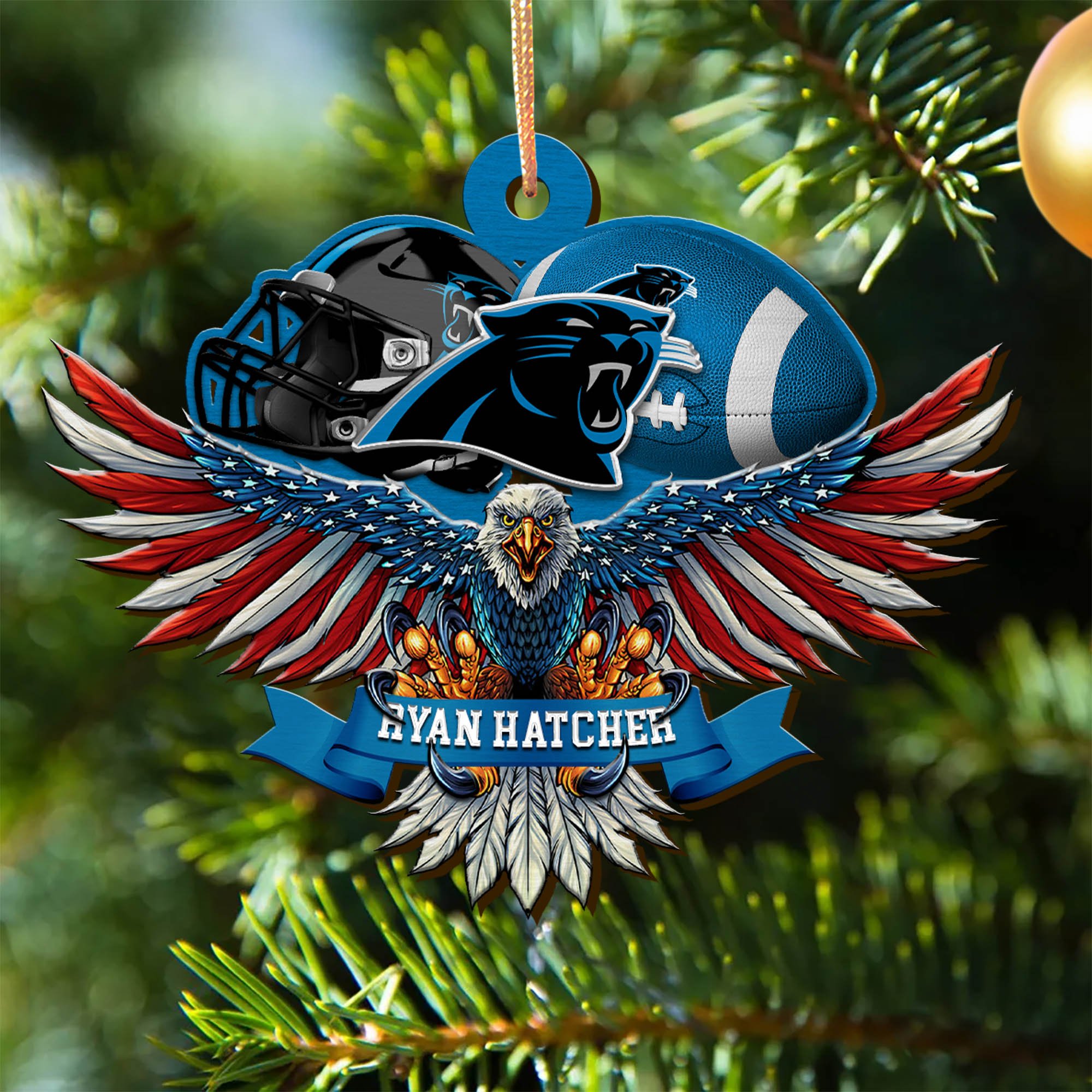 Carolina Panthers Wooden Ornament 2024 Version Custom Your Name, Eagle And Sport Team Ornament, Christmas Gifts For Fans ETHY-52161