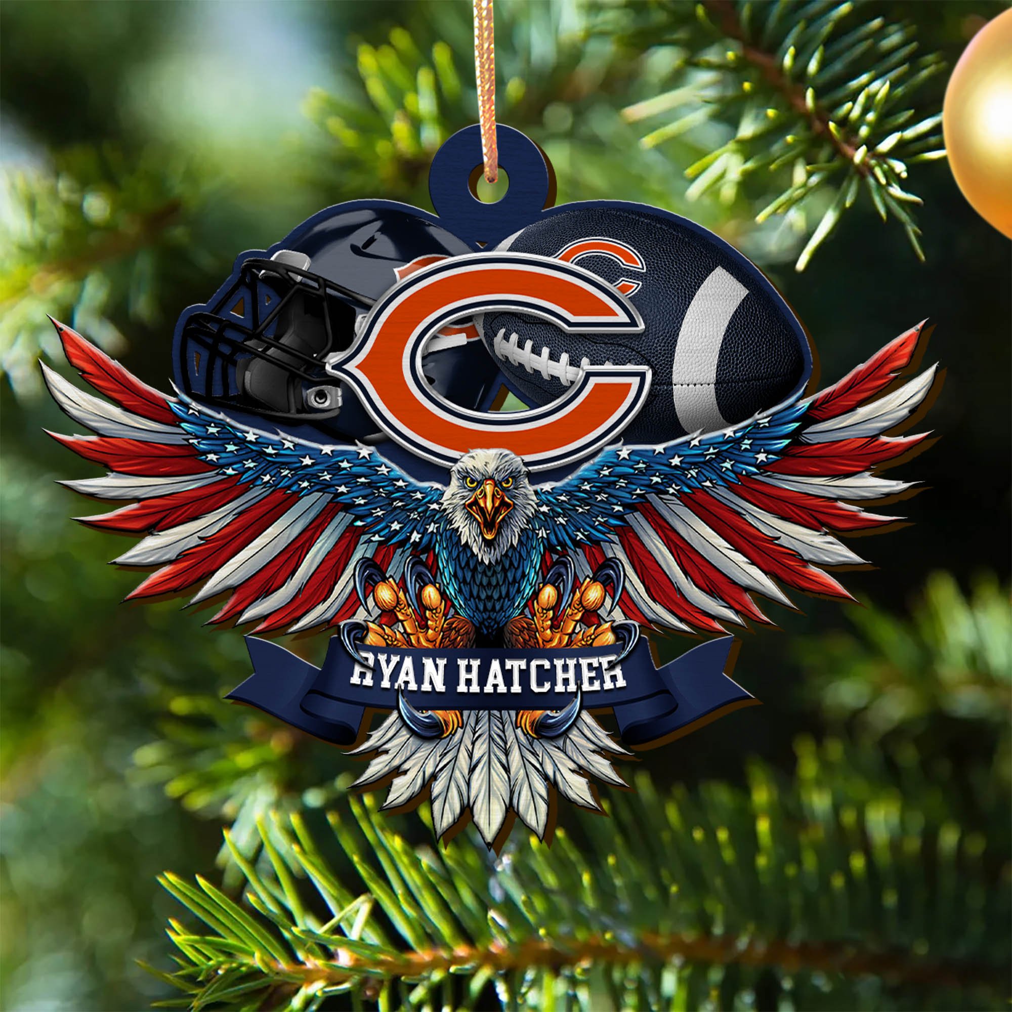 Chicago Bears Wooden Ornament 2024 Version Custom Your Name, Eagle And Sport Team Ornament, Christmas Gifts For Fans ETHY-52161