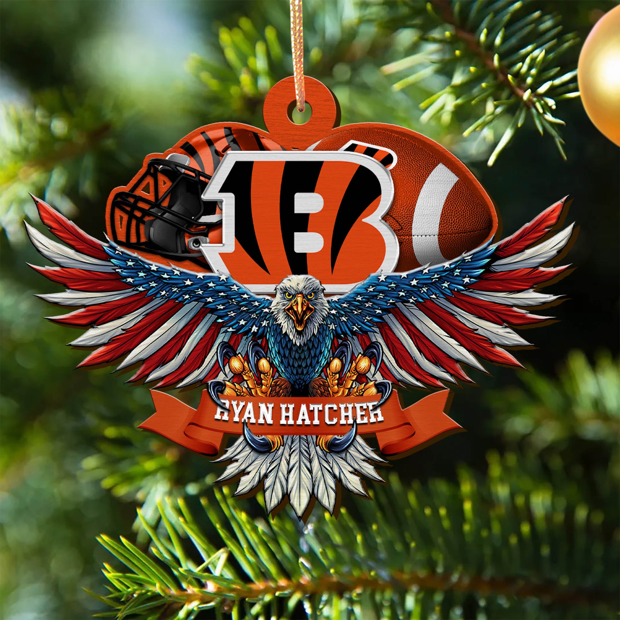 Cincinnati Bengals Wooden Ornament 2024 Version Custom Your Name, Eagle And Sport Team Ornament, Christmas Gifts For Fans ETHY-52161