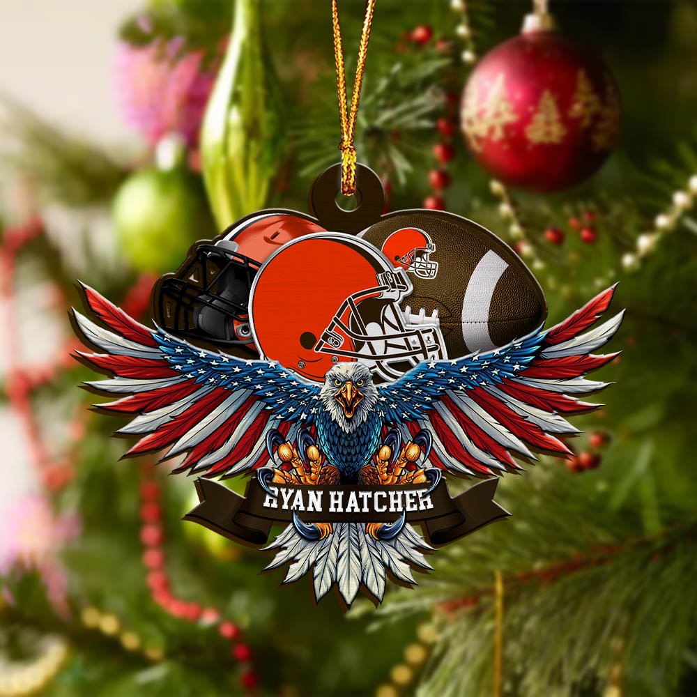 Alternative view of Cleveland Browns Wooden Ornament 2024 Version Custom Your Name, Eagle And Sport Team Ornament, Christmas Gifts For Fans ETHY-52161