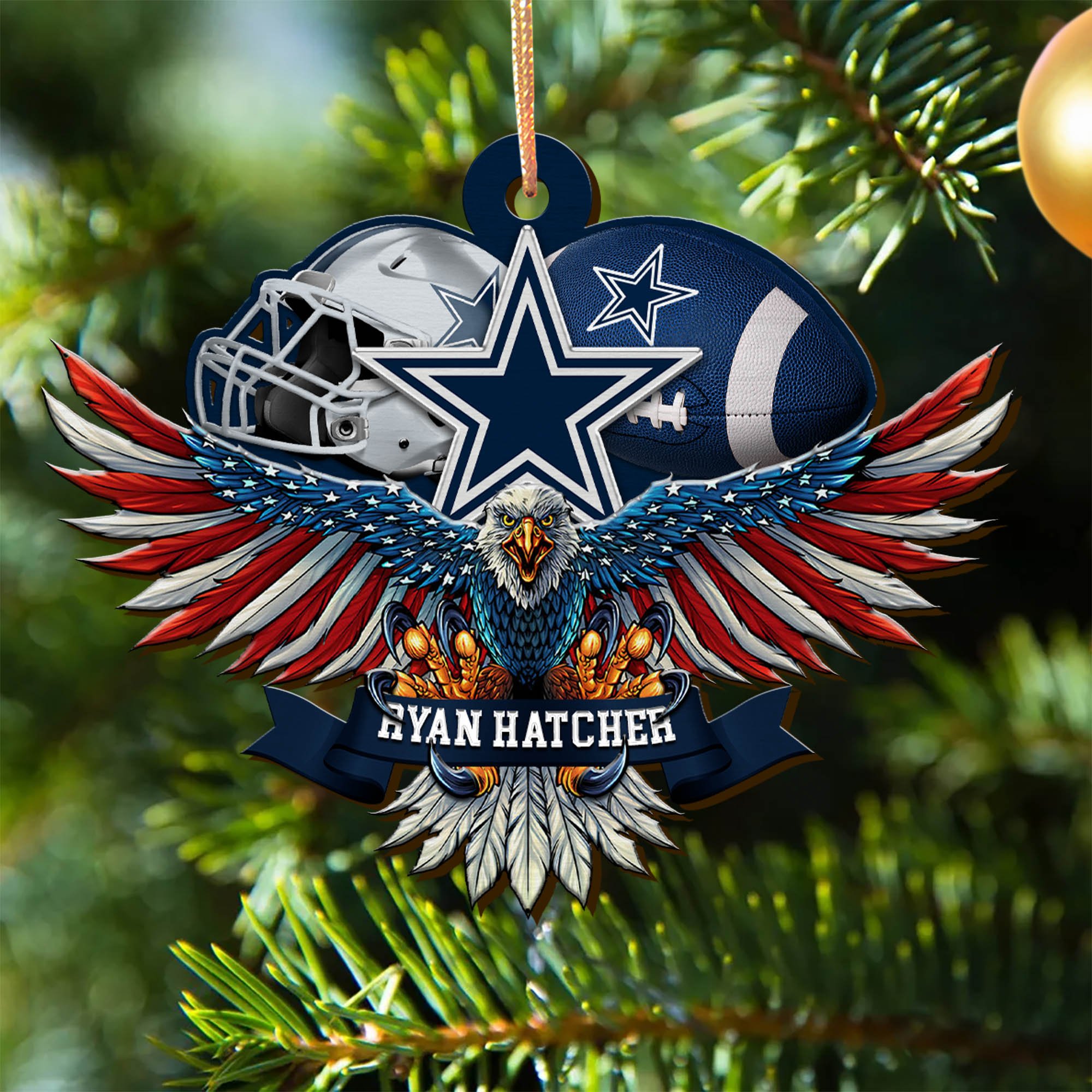 Dallas Cowboys Wooden Ornament 2024 Version Custom Your Name, Eagle And Sport Team Ornament, Christmas Gifts For Fans ETHY-52161
