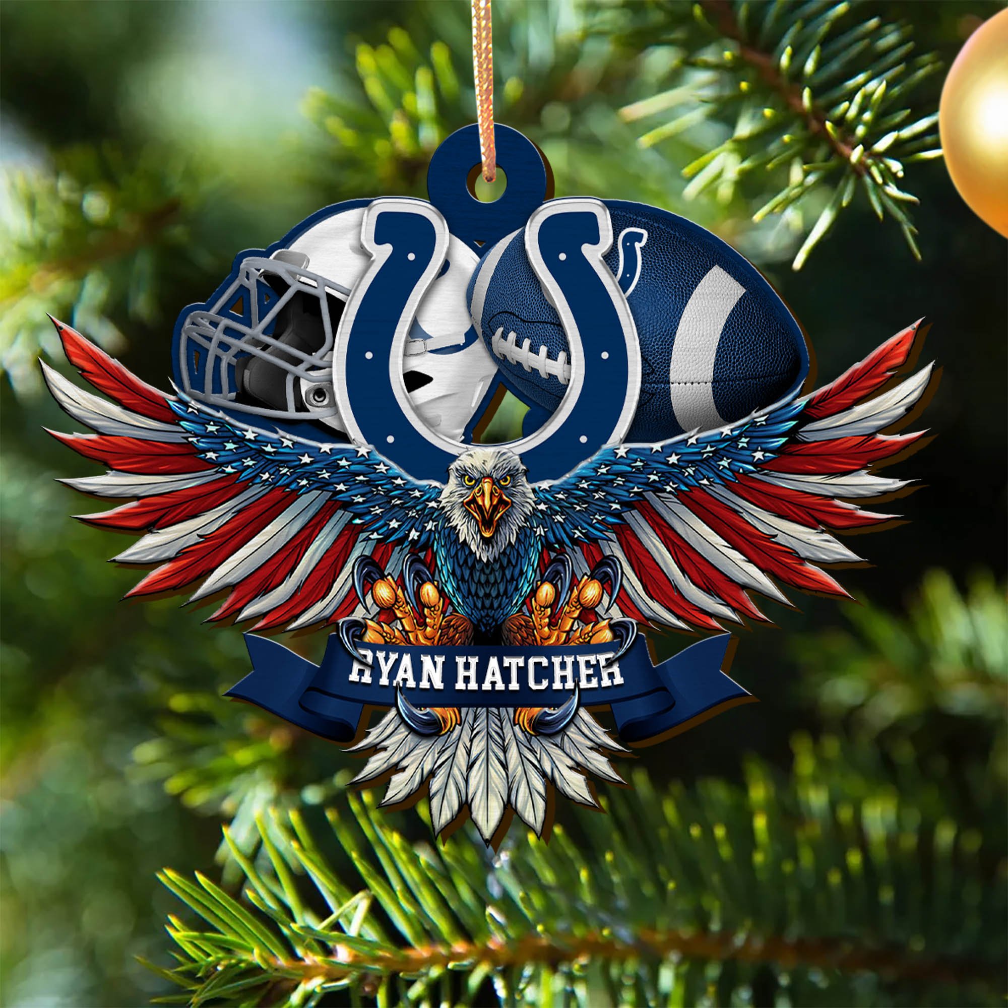 Indianapolis Colts Wooden Ornament 2024 Version Custom Your Name, Eagle And Sport Team Ornament, Christmas Gifts For Fans ETHY-52161