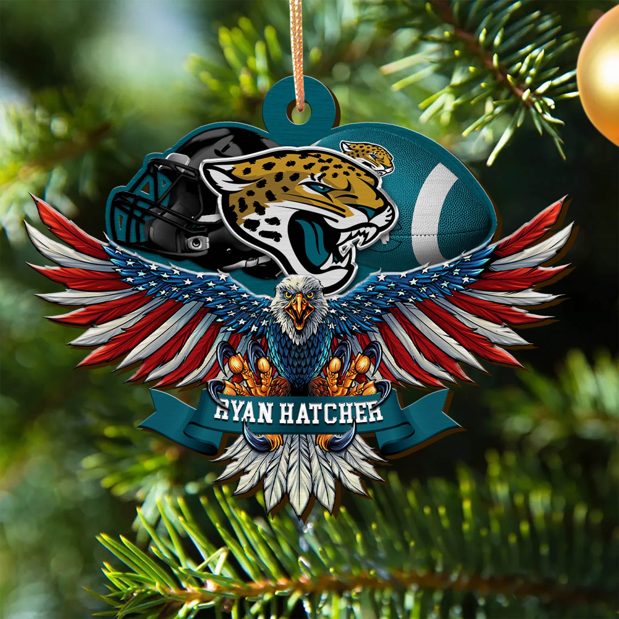 Jacksonville Jaguars Wooden Ornament 2024 Version Custom Your Name, Eagle And Sport Team Ornament, Christmas Gifts For Fans ETHY-52161