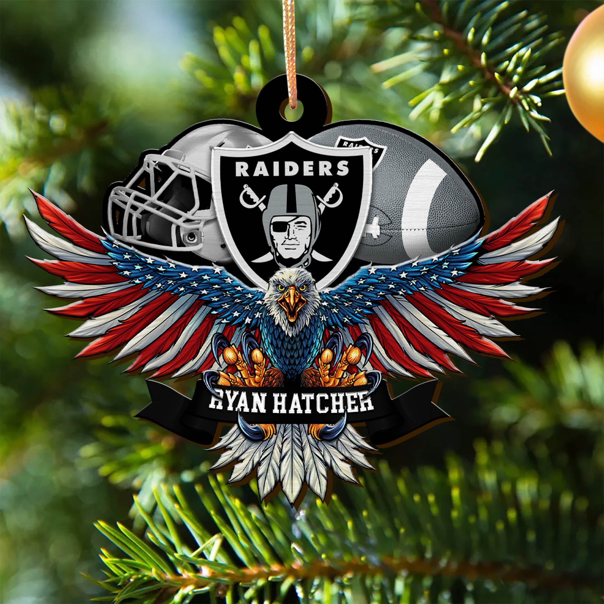 Las Vegas Raiders Wooden Ornament 2024 Version Custom Your Name, Eagle And Sport Team Ornament, Christmas Gifts For Fans ETHY-52161