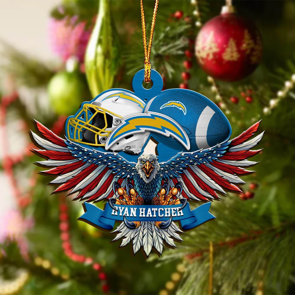 Alternative view of Los Angeles Chargers Wooden Ornament 2024 Version Custom Your Name, Eagle And Sport Team Ornament, Christmas Gifts For Fans ETHY-52161