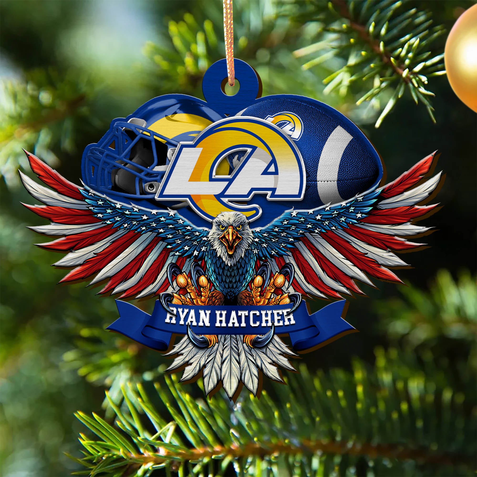 Los Angeles Rams Wooden Ornament 2024 Version Custom Your Name, Eagle And Sport Team Ornament, Christmas Gifts For Fans ETHY-52161
