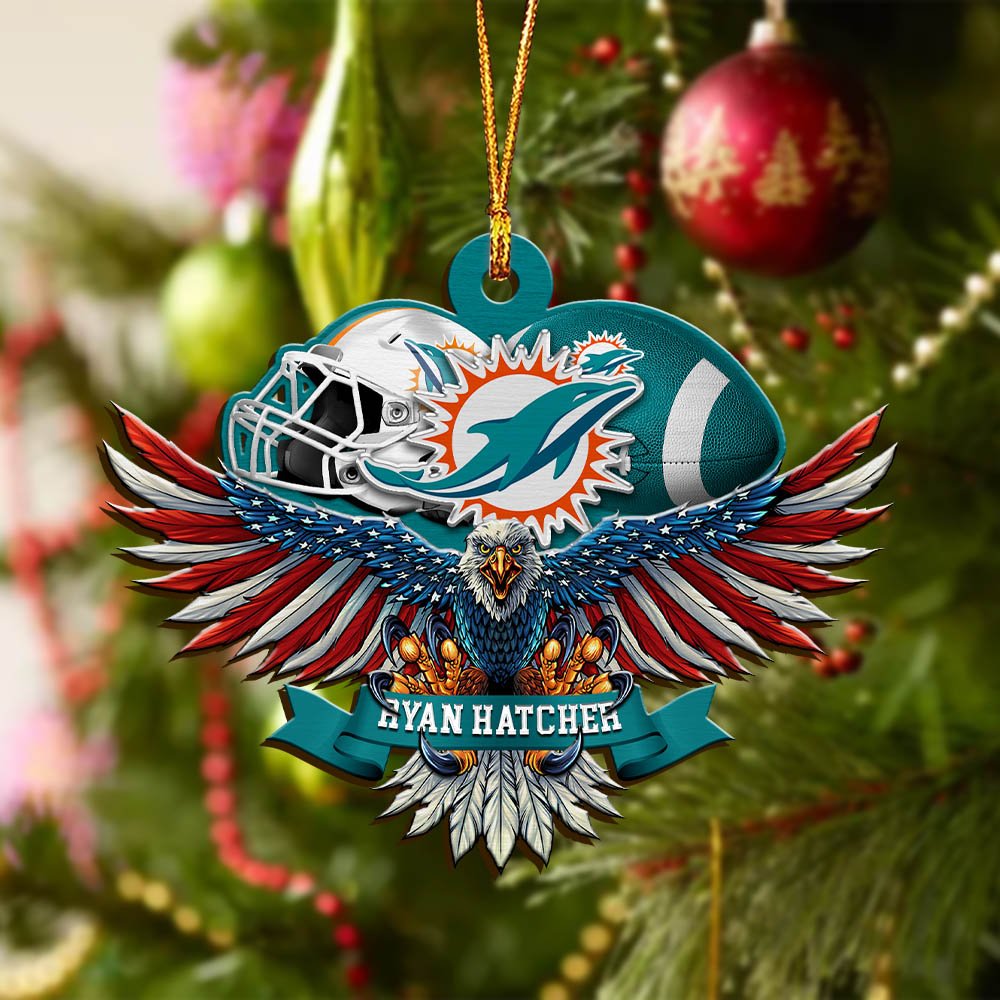 Alternative view of Miami Dolphins Wooden Ornament 2024 Version Custom Your Name, Eagle And Sport Team Ornament, Christmas Gifts For Fans ETHY-52161