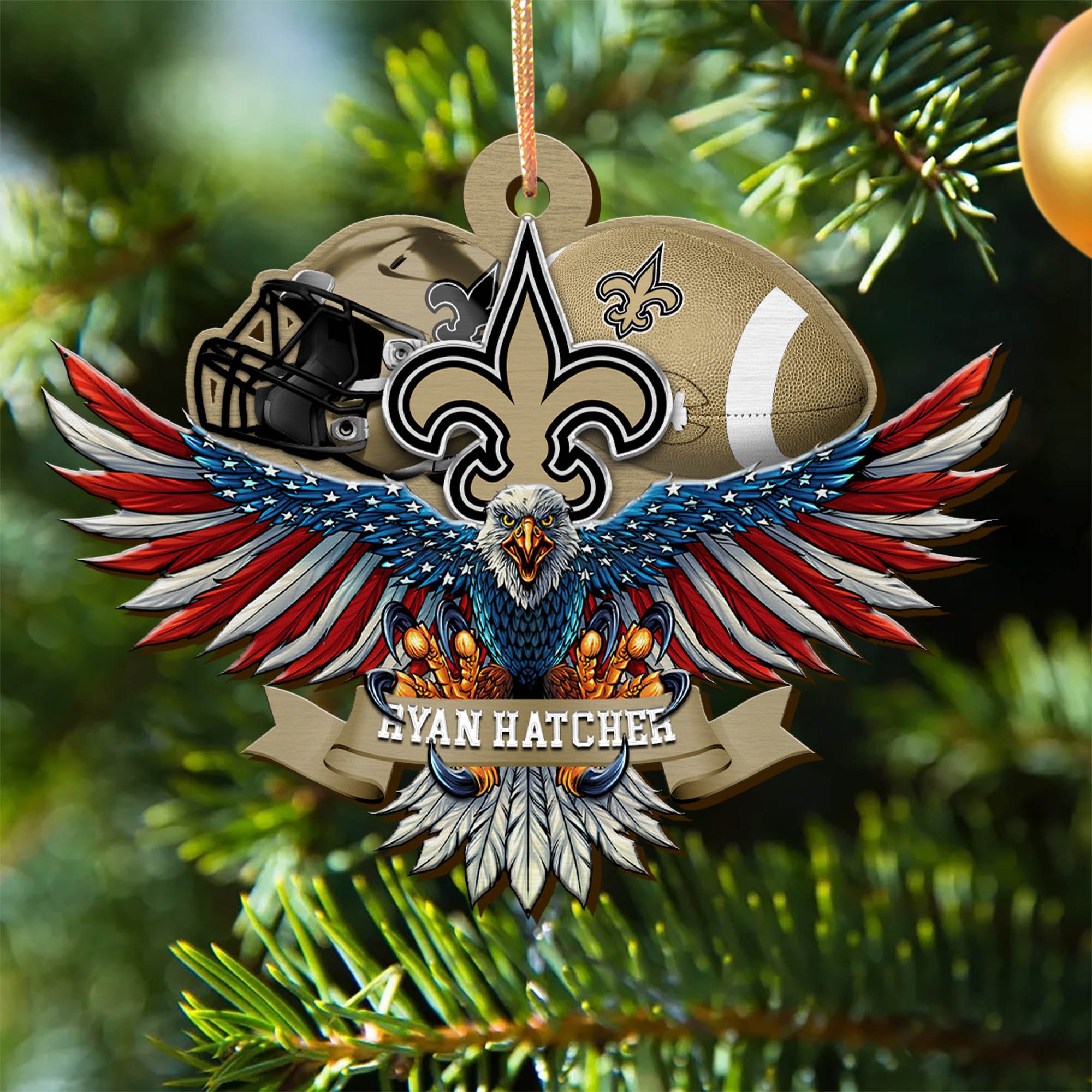 New Orleans Saints Wooden Ornament 2024 Version Custom Your Name, Eagle And Sport Team Ornament, Christmas Gifts For Fans ETHY-52161