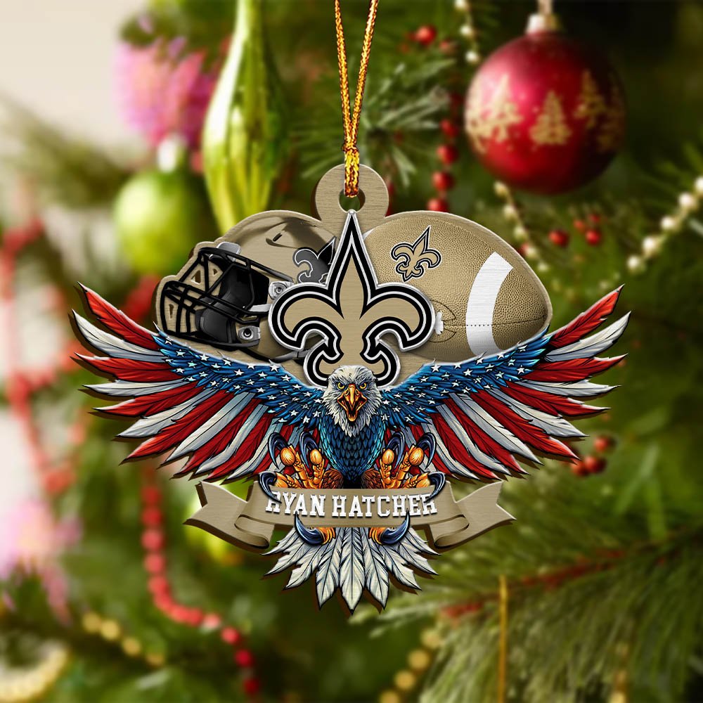 Alternative view of New Orleans Saints Wooden Ornament 2024 Version Custom Your Name, Eagle And Sport Team Ornament, Christmas Gifts For Fans ETHY-52161