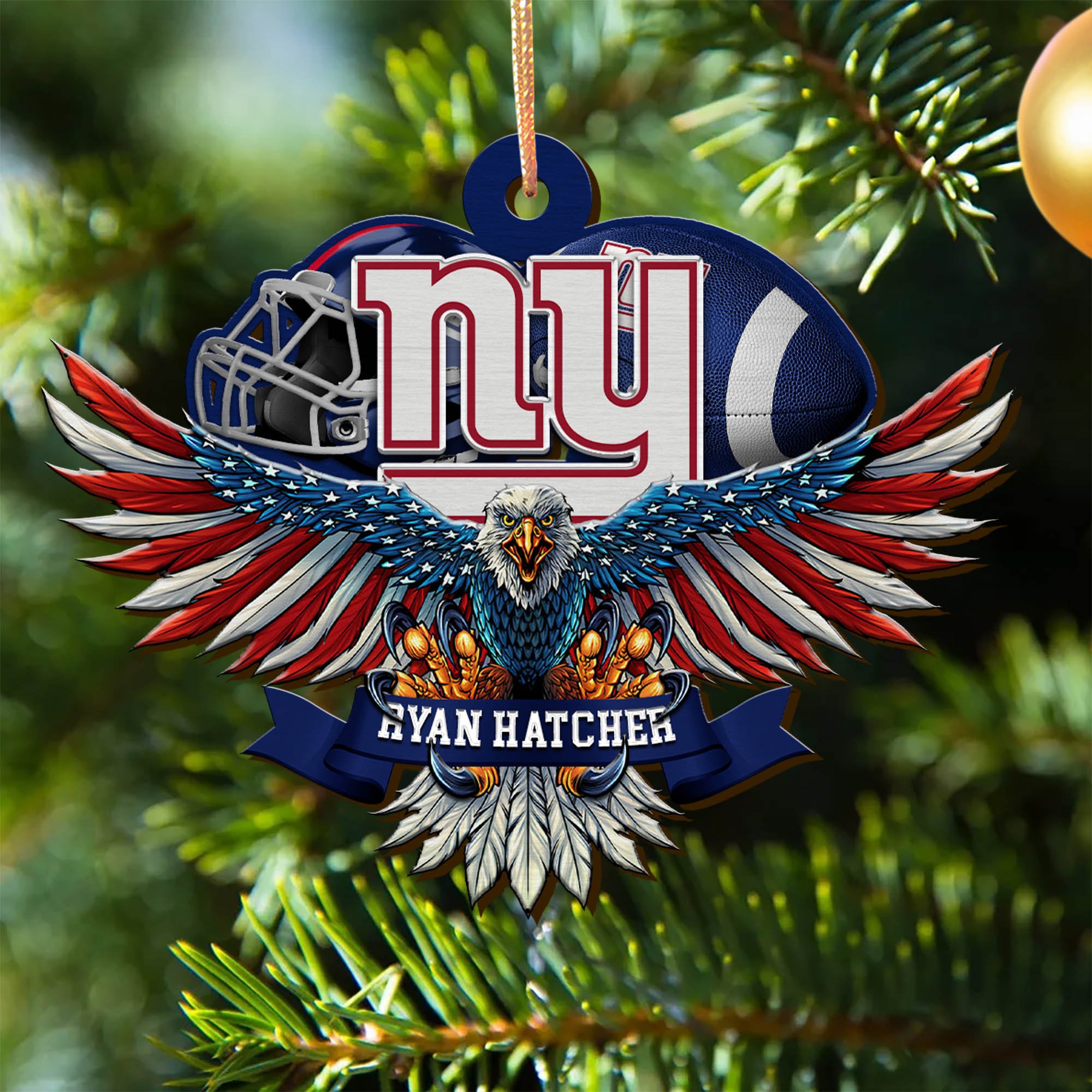 New York Giants Wooden Ornament 2024 Version Custom Your Name, Eagle And Sport Team Ornament, Christmas Gifts For Fans ETHY-52161