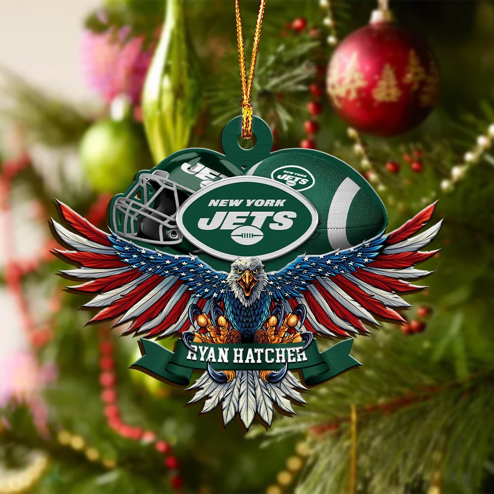 Alternative view of New York Jets Wooden Ornament 2024 Version Custom Your Name, Eagle And Sport Team Ornament, Christmas Gifts For Fans ETHY-52161