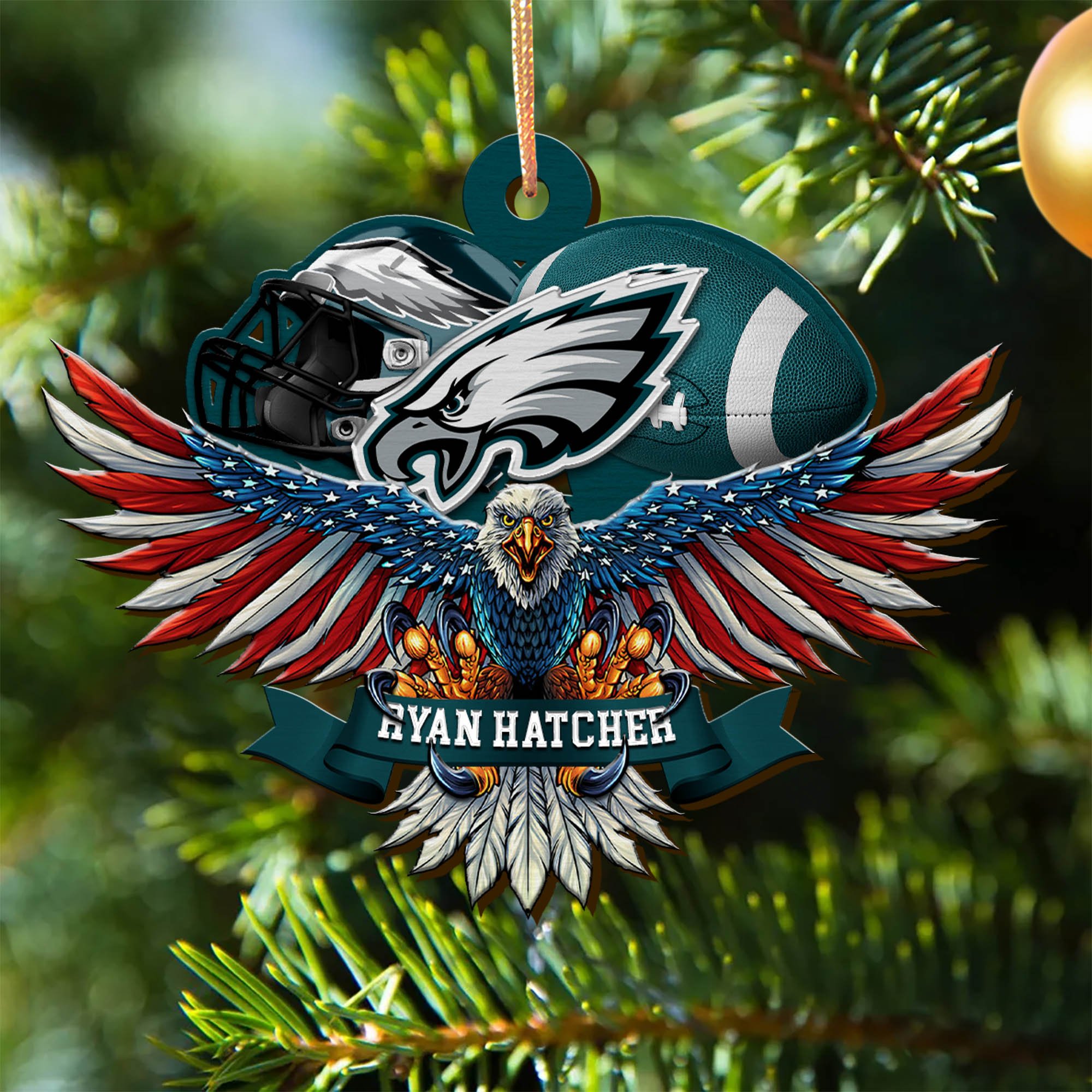 Philadelphia Eagles Wooden Ornament 2024 Version Custom Your Name, Eagle And Sport Team Ornament, Christmas Gifts For Fans ETHY-52161
