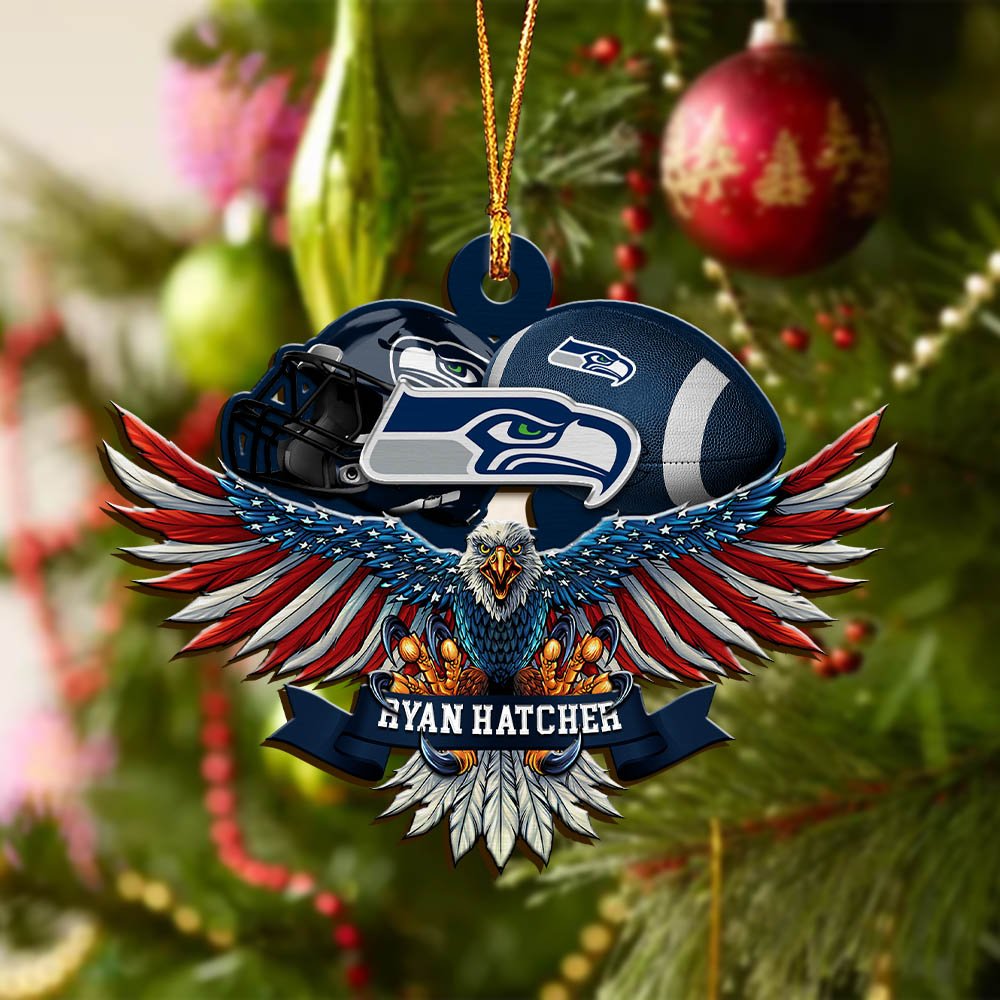 Alternative view of Seattle Seahawks Wooden Ornament 2024 Version Custom Your Name, Eagle And Sport Team Ornament, Christmas Gifts For Fans ETHY-52161