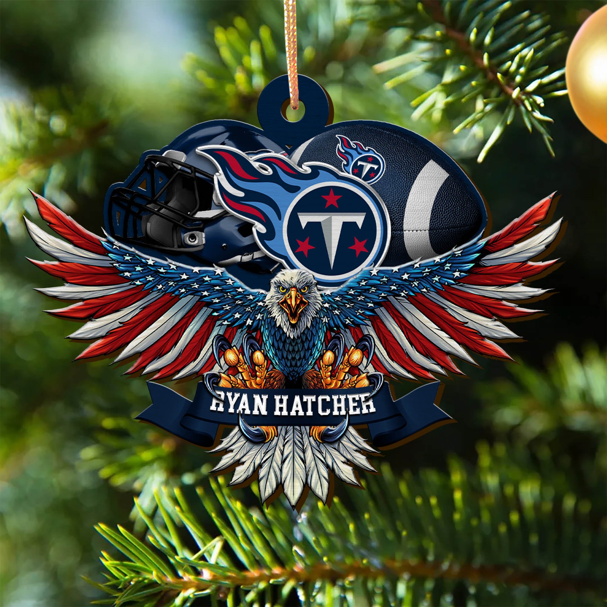 Tennessee Titans Wooden Ornament 2024 Version Custom Your Name, Eagle And Sport Team Ornament, Christmas Gifts For Fans ETHY-52161