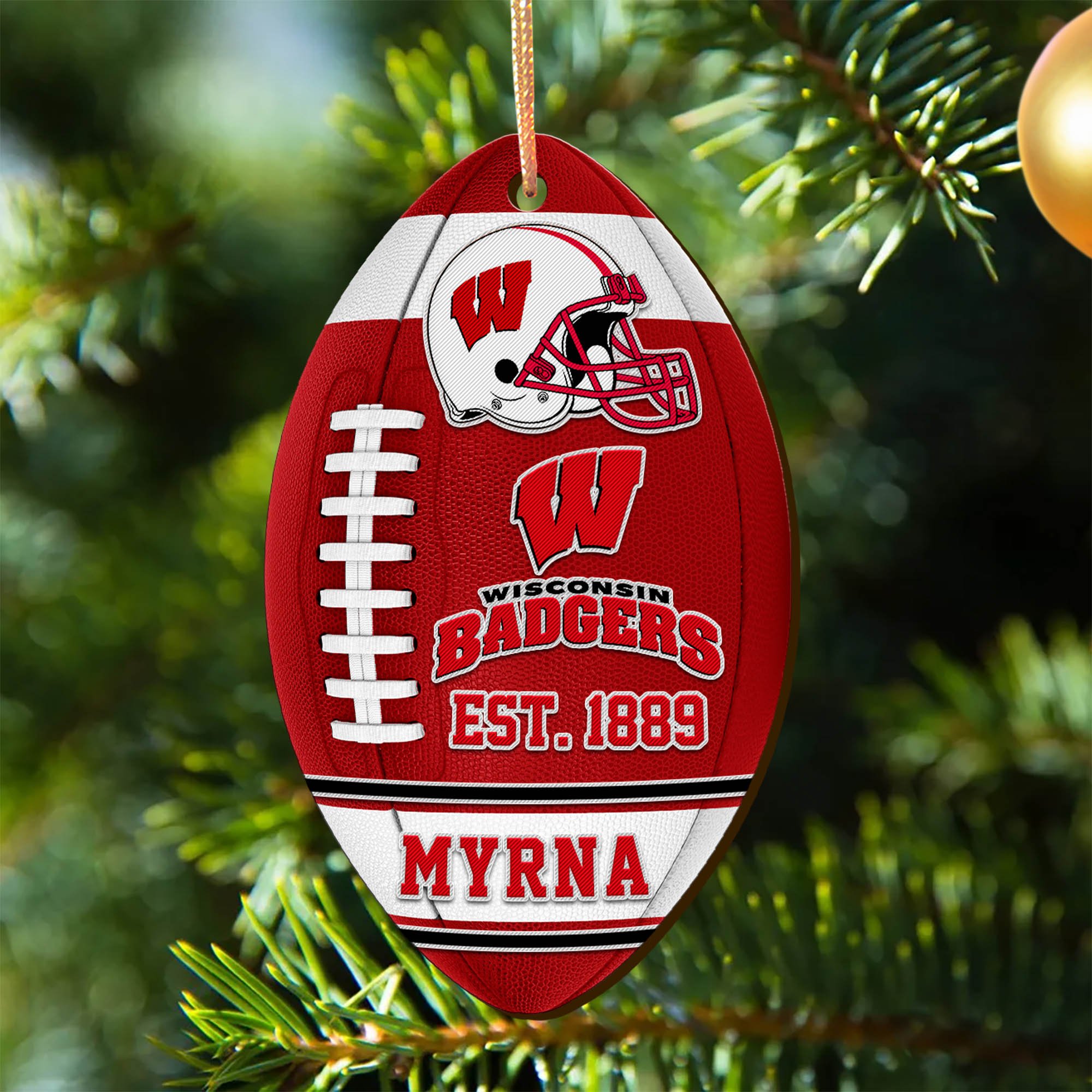 Wisconsin Badgers Wooden Ornament 2024 Version Custom Your Name, Sport Team Ornament, Christmas Gifts, Gifts For Fans ETHY-52177