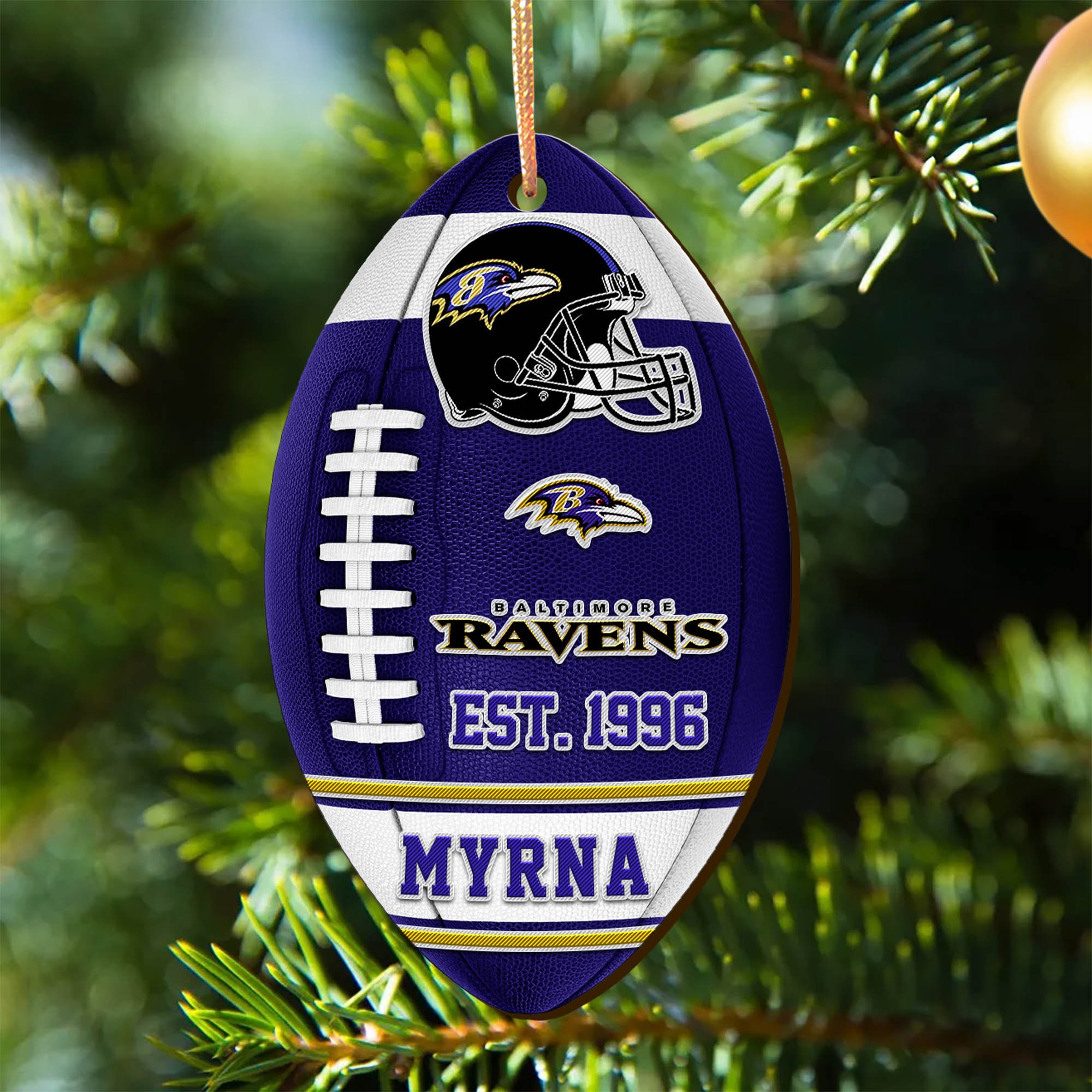 Baltimore Ravens Wooden Ornament 2024 Version Custom Your Name, Sport Team Ornament, Christmas Gifts, Gifts For Fans ETHY-52177