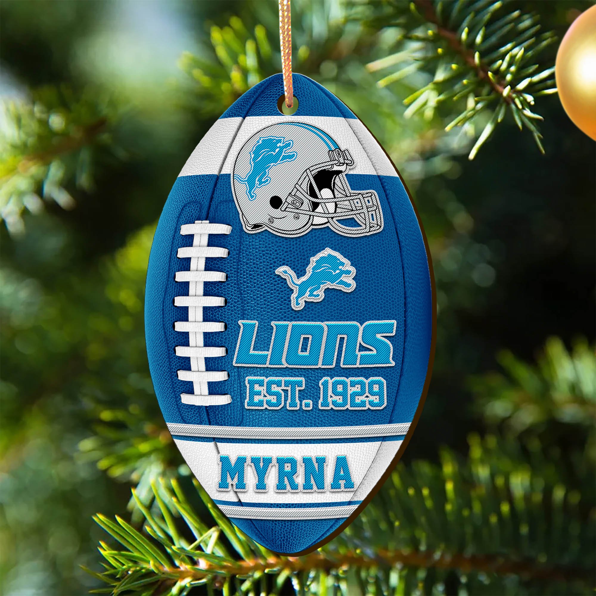Detroit Lions Wooden Ornament 2024 Version Custom Your Name, Sport Team Ornament, Christmas Gifts, Gifts For Fans ETHY-52177