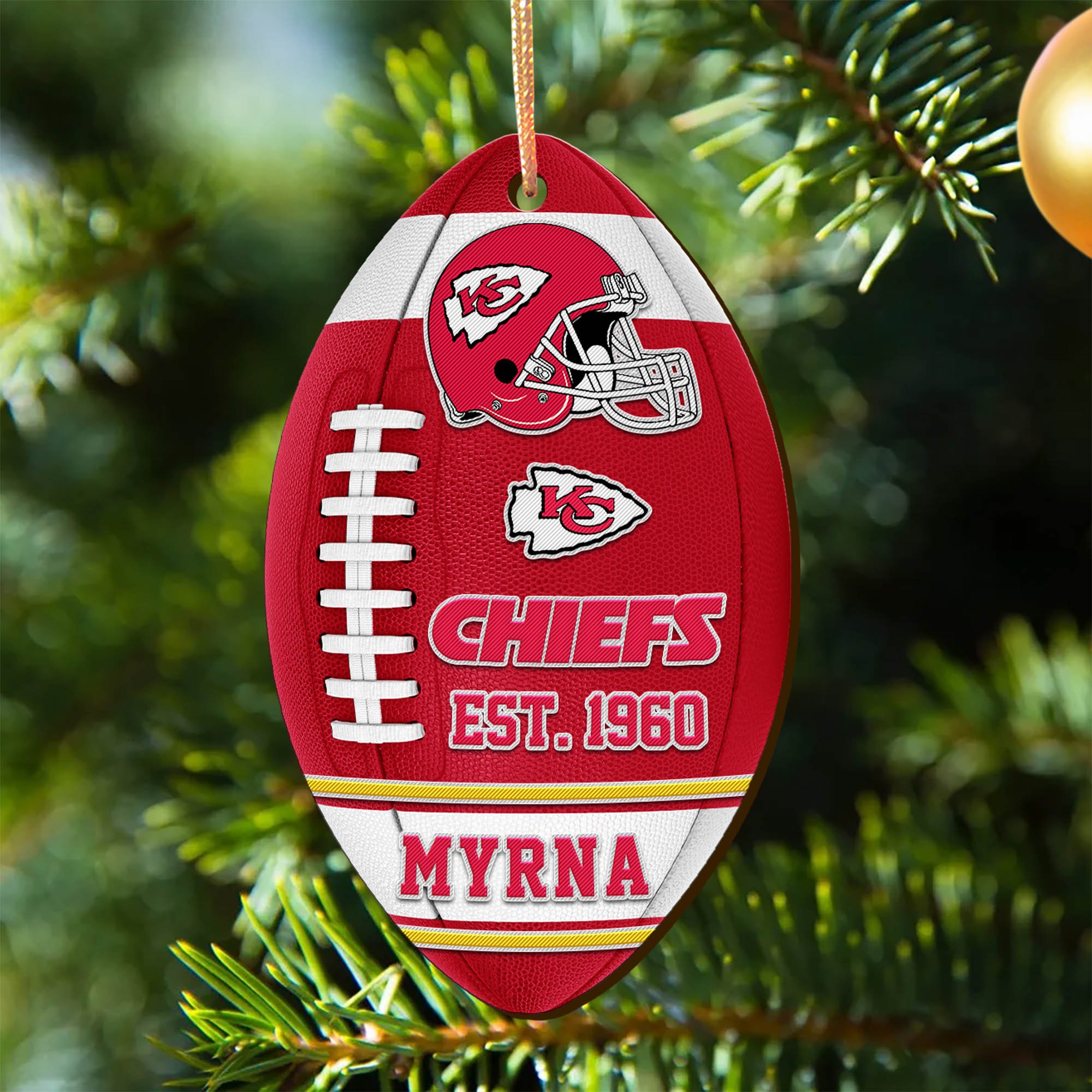 Kansas City Chiefs Wooden Ornament 2024 Version Custom Your Name, Sport Team Ornament, Christmas Gifts, Gifts For Fans ETHY-52177