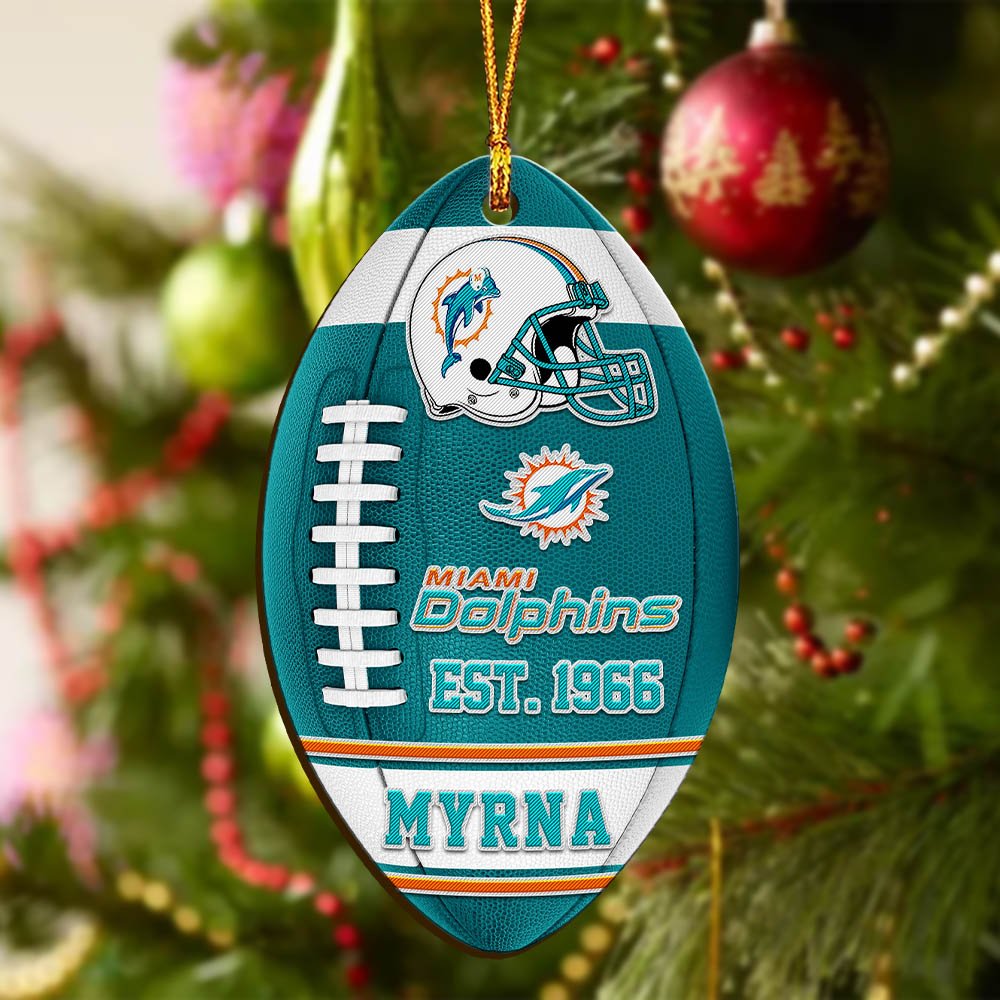Alternative view of Miami Dolphins Wooden Ornament 2024 Version Custom Your Name, Sport Team Ornament, Christmas Gifts, Gifts For Fans ETHY-52177