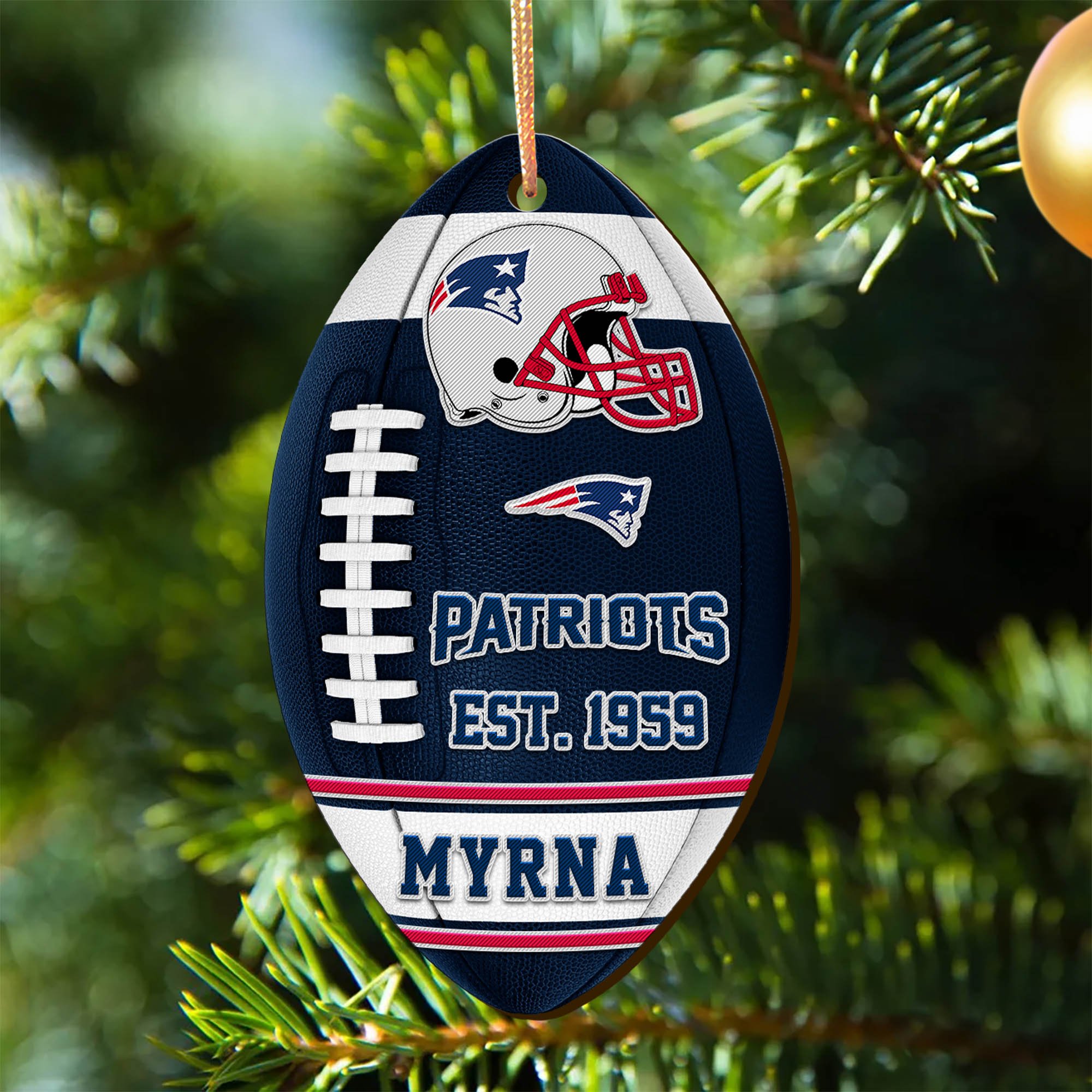 New England Patriots Wooden Ornament 2024 Version Custom Your Name, Sport Team Ornament, Christmas Gifts, Gifts For Fans ETHY-52177