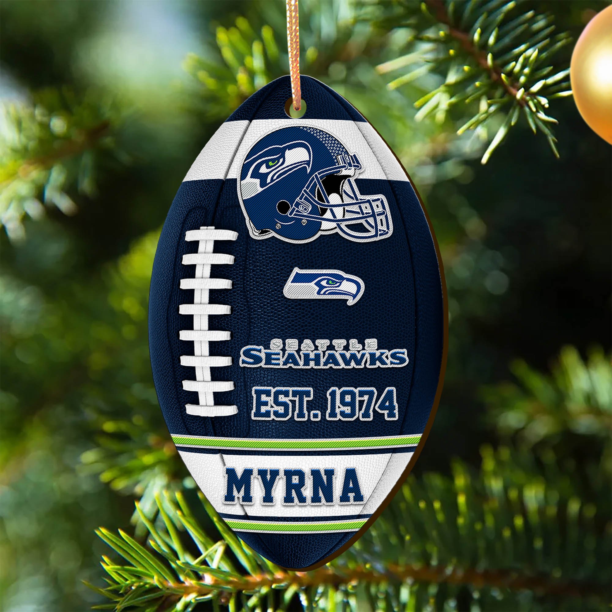 Seattle Seahawks Wooden Ornament 2024 Version Custom Your Name, Sport Team Ornament, Christmas Gifts, Gifts For Fans ETHY-52177