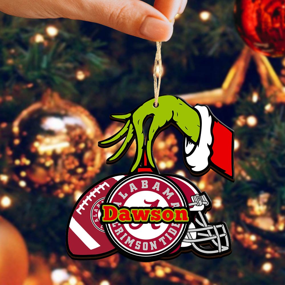 Alternative view of Alabama Crimson Tide 2 Layered Wooden Ornament 2024 Version Personalized Your Name, Football Team Ornament, Football Lover Gifts ETHY-52254