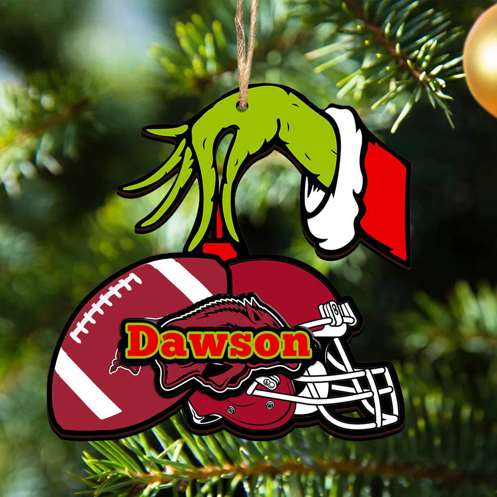 Arkansas Razorbacks 2 Layered Wooden Ornament 2024 Version Personalized Your Name, Football Team Ornament, Football Lover Gifts ETHY-52254