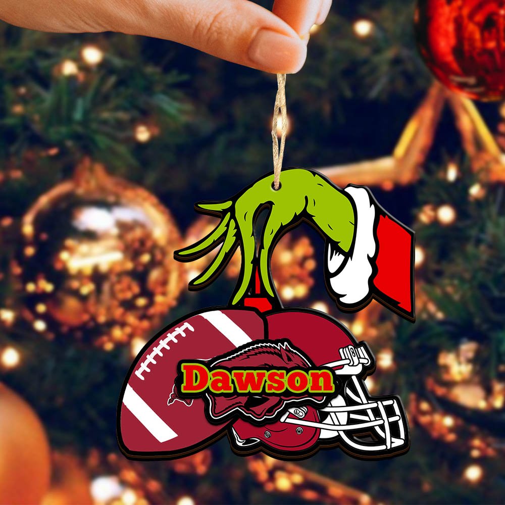 Alternative view of Arkansas Razorbacks 2 Layered Wooden Ornament 2024 Version Personalized Your Name, Football Team Ornament, Football Lover Gifts ETHY-52254
