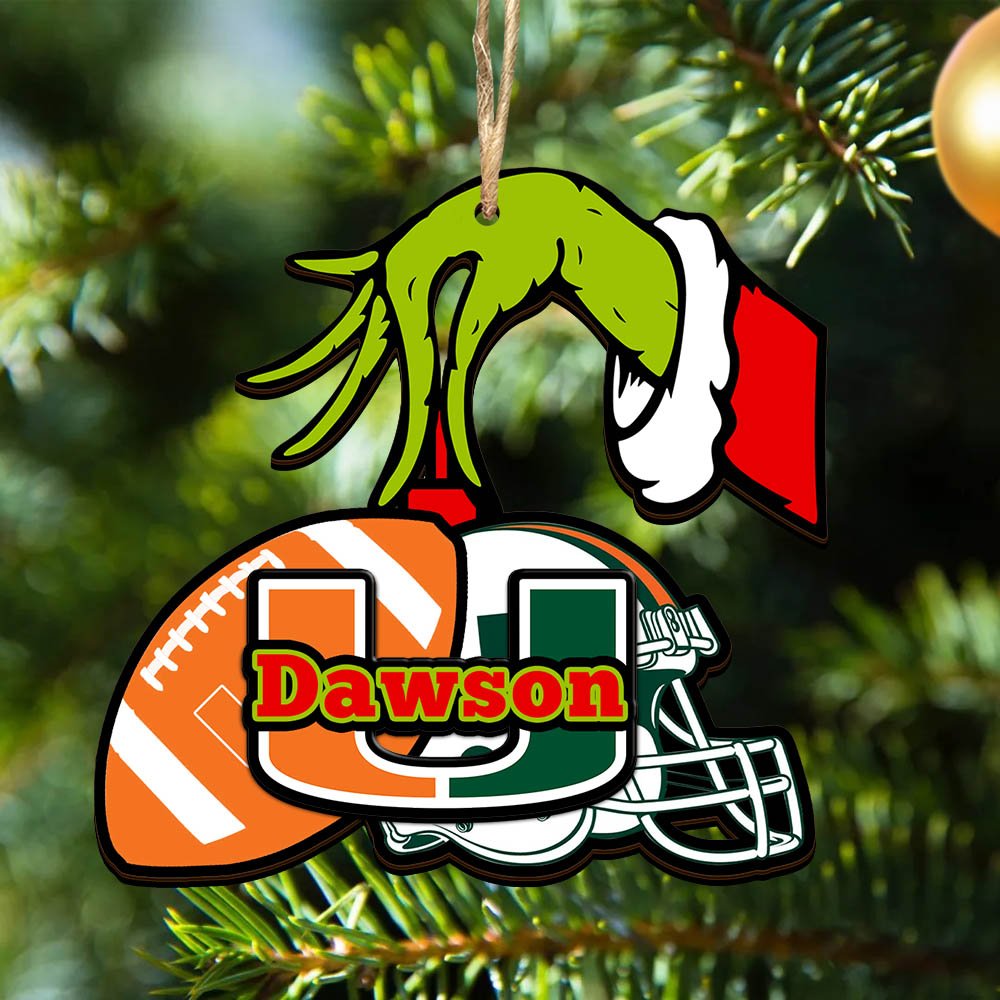 Miami Hurricanes 2 Layered Wooden Ornament 2024 Version Personalized Your Name, Football Team Ornament, Football Lover Gifts ETHY-52254