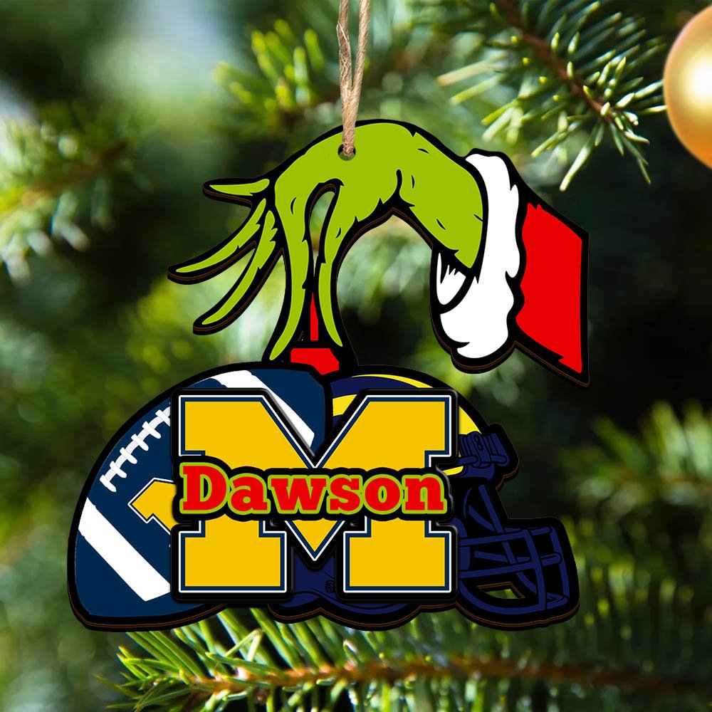 Michigan Wolverines 2 Layered Wooden Ornament 2024 Version Personalized Your Name, Football Team Ornament, Football Lover Gifts ETHY-52254