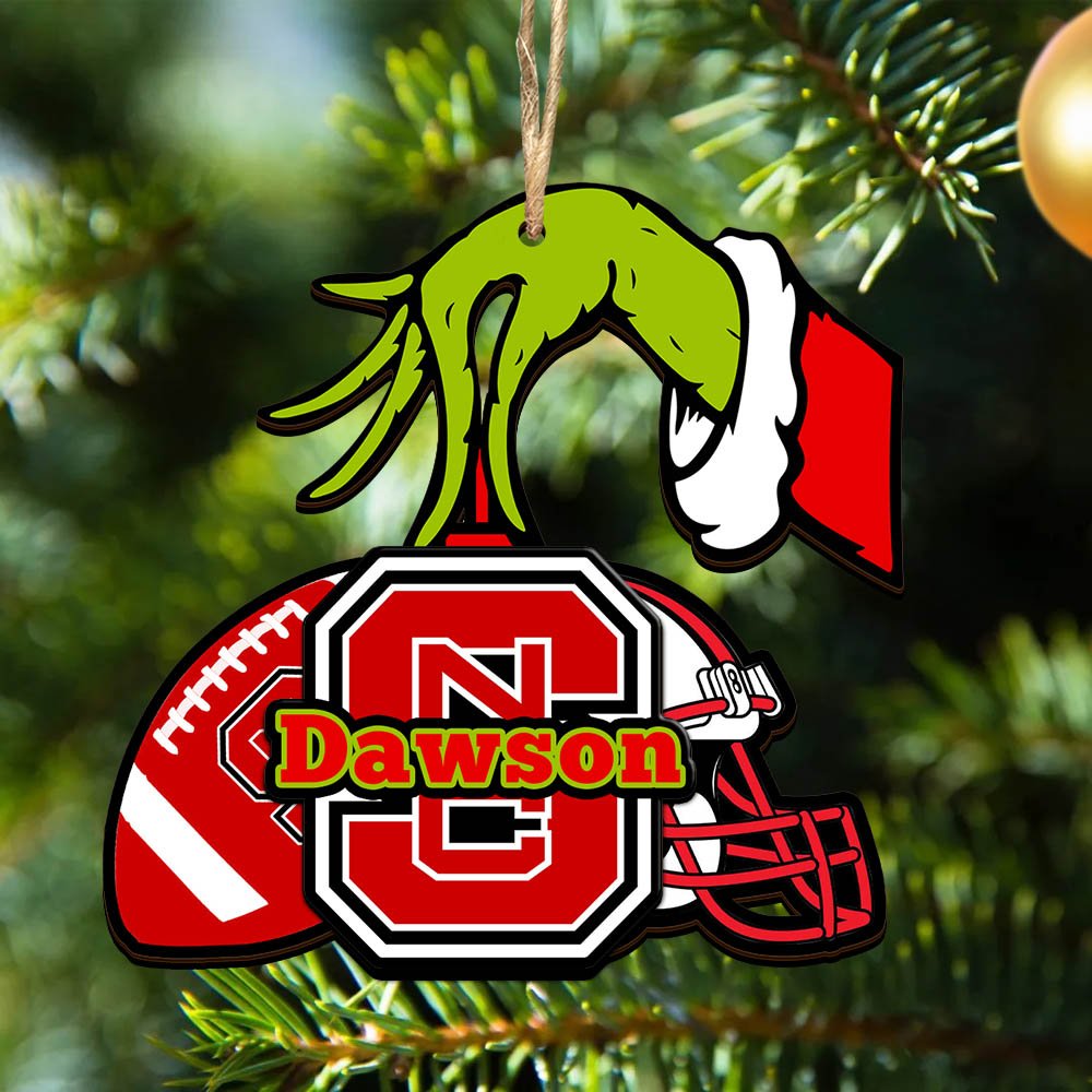 NC State Wolfpack 2 Layered Wooden Ornament 2024 Version Personalized Your Name, Football Team Ornament, Football Lover Gifts ETHY-52254