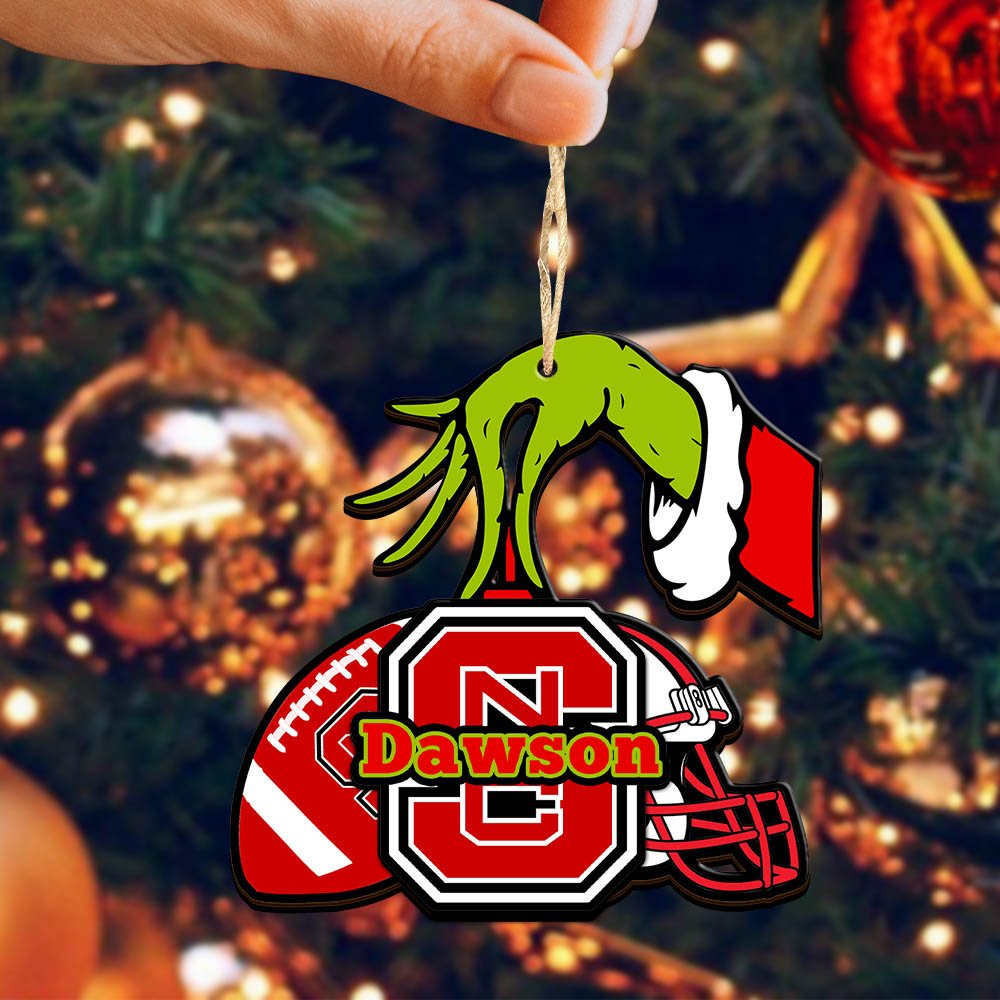 Alternative view of NC State Wolfpack 2 Layered Wooden Ornament 2024 Version Personalized Your Name, Football Team Ornament, Football Lover Gifts ETHY-52254