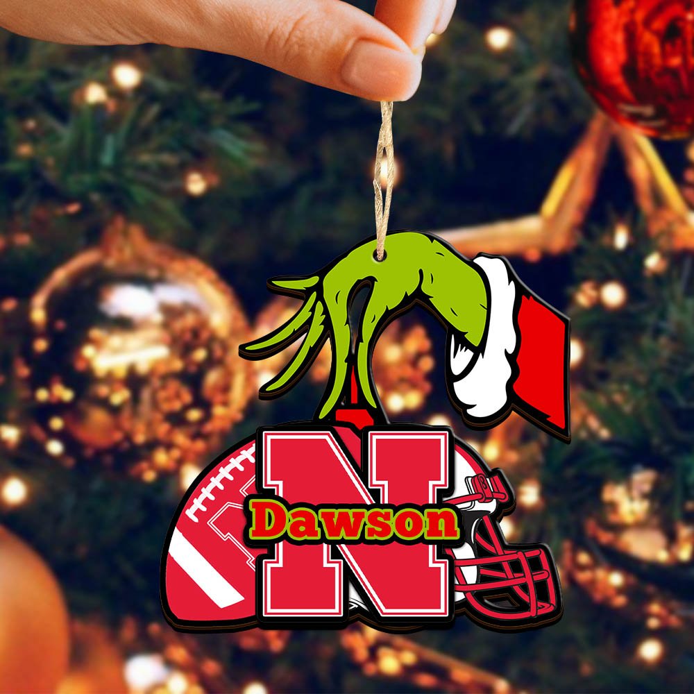 Alternative view of Nebraska Cornhuskers 2 Layered Wooden Ornament 2024 Version Personalized Your Name, Football Team Ornament, Football Lover Gifts ETHY-52254