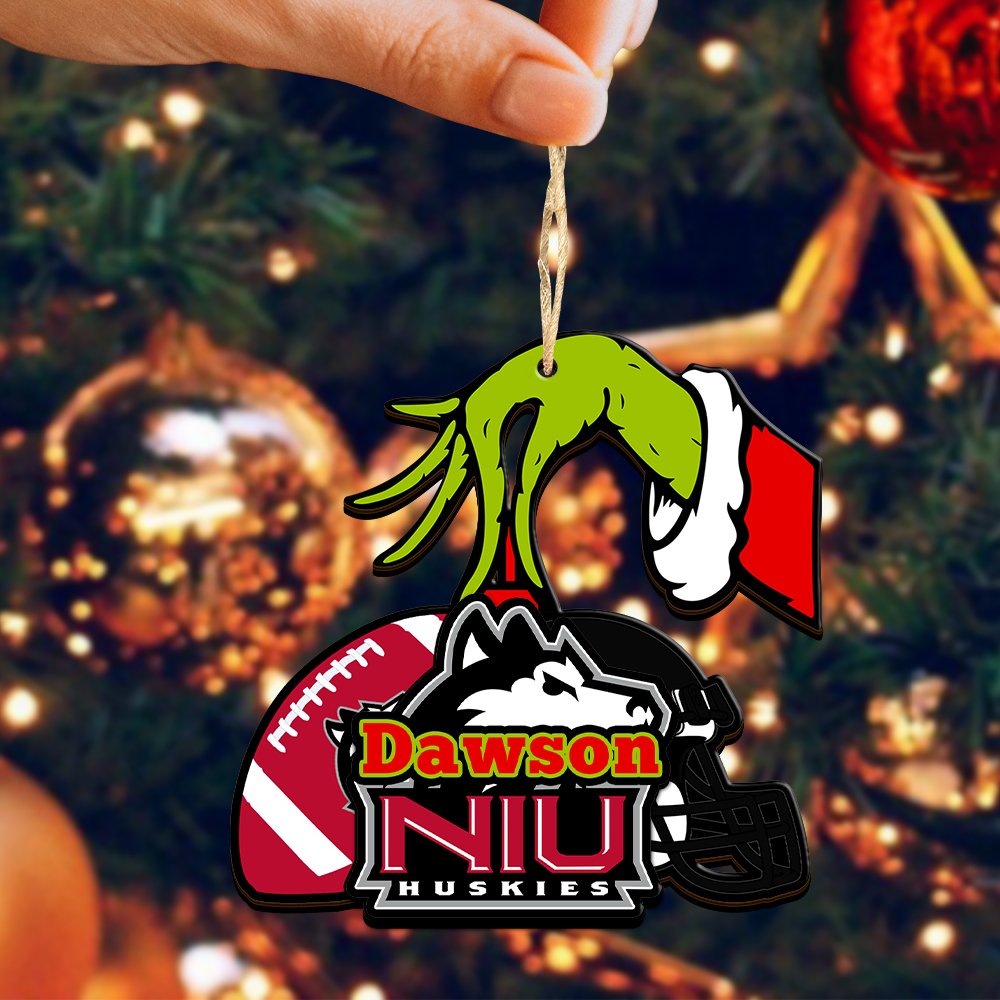 Alternative view of Northern Illinois Huskies 2 Layered Wooden Ornament 2024 Version Personalized Your Name, Football Team Ornament, Football Lover Gifts ETHY-52254