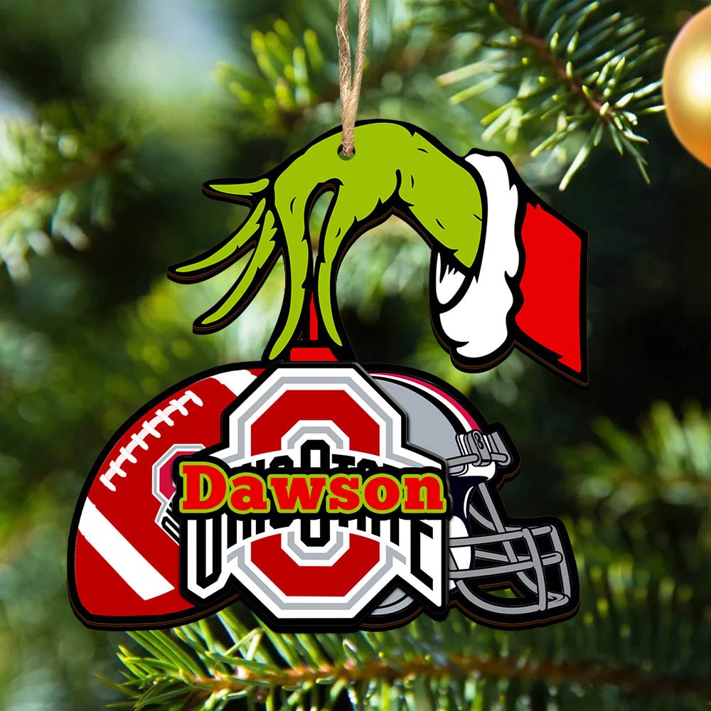 Ohio State Buckeyes 2 Layered Wooden Ornament 2024 Version Personalized Your Name, Football Team Ornament, Football Lover Gifts ETHY-52254