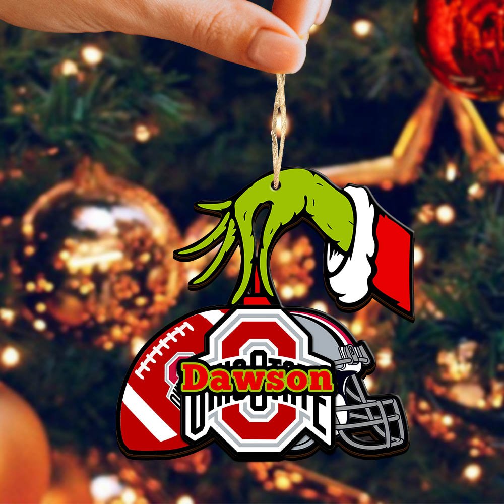 Alternative view of Ohio State Buckeyes 2 Layered Wooden Ornament 2024 Version Personalized Your Name, Football Team Ornament, Football Lover Gifts ETHY-52254