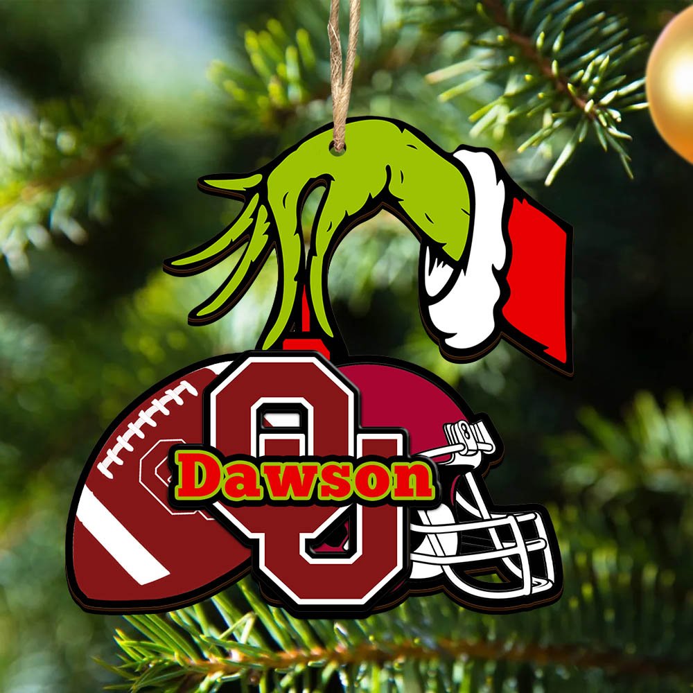 Oklahoma Sooners 2 Layered Wooden Ornament 2024 Version Personalized Your Name, Football Team Ornament, Football Lover Gifts ETHY-52254