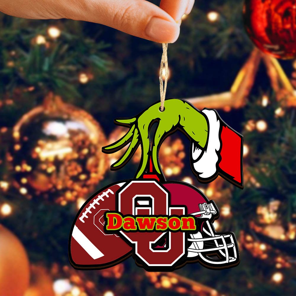 Alternative view of Oklahoma Sooners 2 Layered Wooden Ornament 2024 Version Personalized Your Name, Football Team Ornament, Football Lover Gifts ETHY-52254