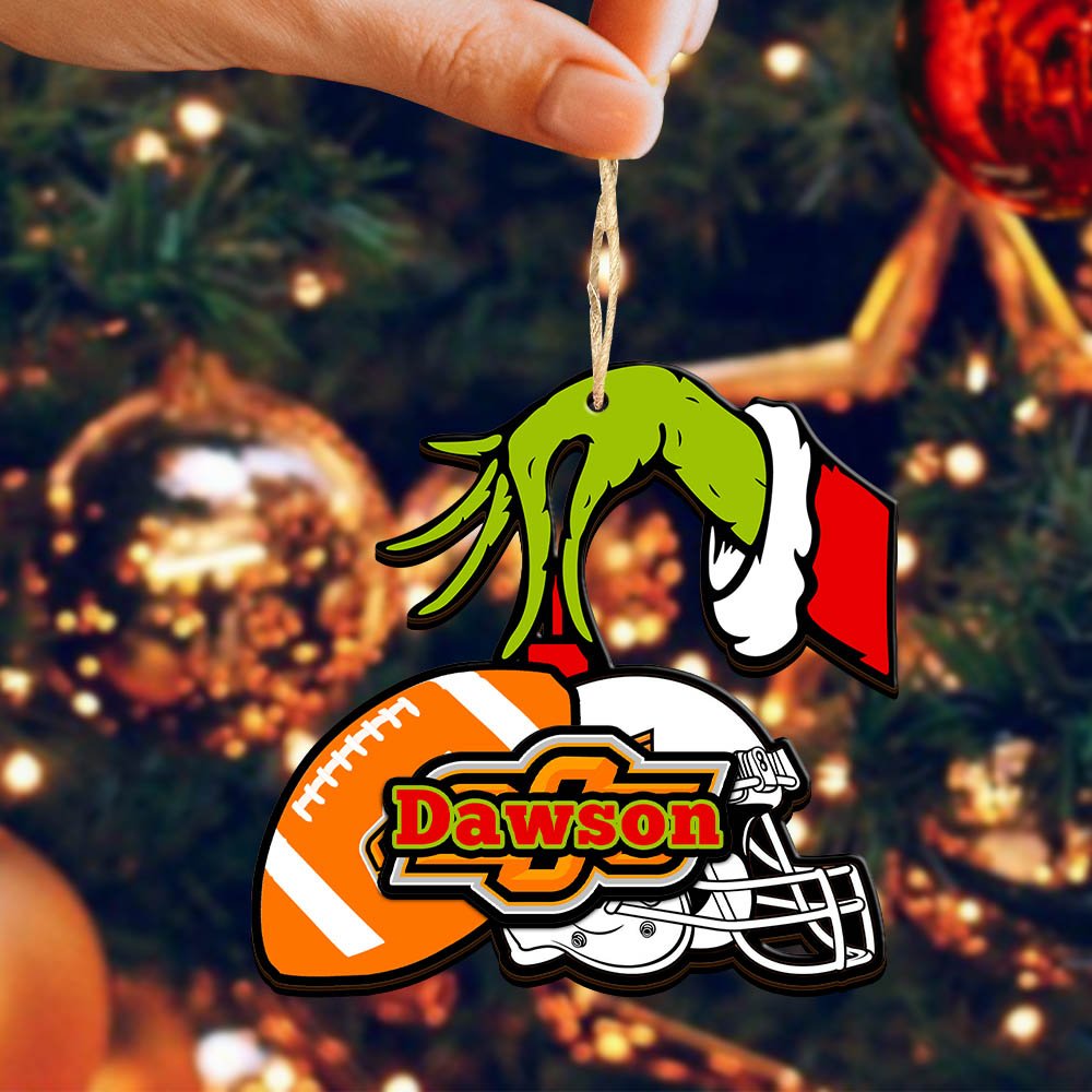 Alternative view of Oklahoma State Cowboys 2 Layered Wooden Ornament 2024 Version Personalized Your Name, Football Team Ornament, Football Lover Gifts ETHY-52254