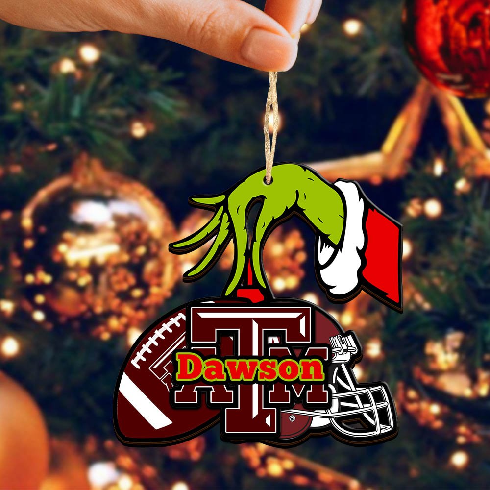 Alternative view of Texas A&M Aggies 2 Layered Wooden Ornament 2024 Version Personalized Your Name, Football Team Ornament, Football Lover Gifts ETHY-52254