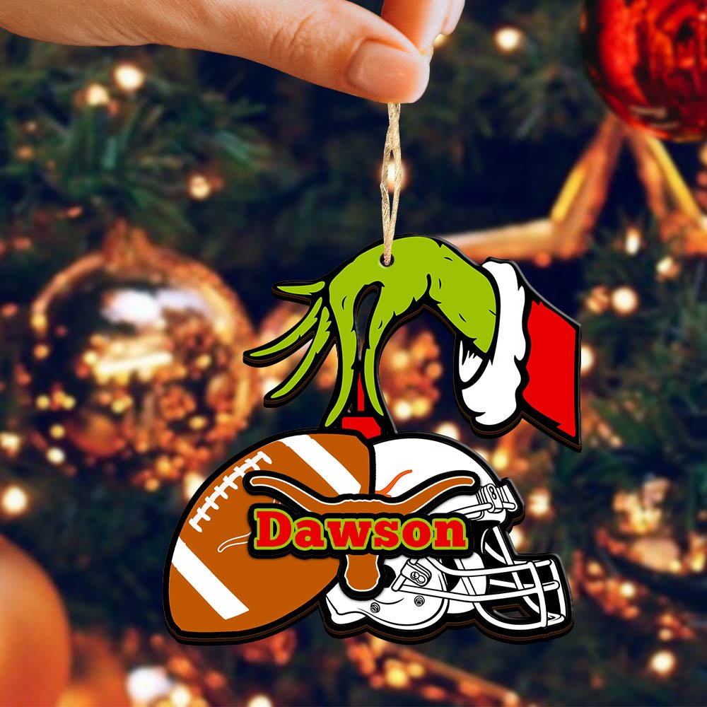 Alternative view of Texas Longhorns 2 Layered Wooden Ornament 2024 Version Personalized Your Name, Football Team Ornament, Football Lover Gifts ETHY-52254