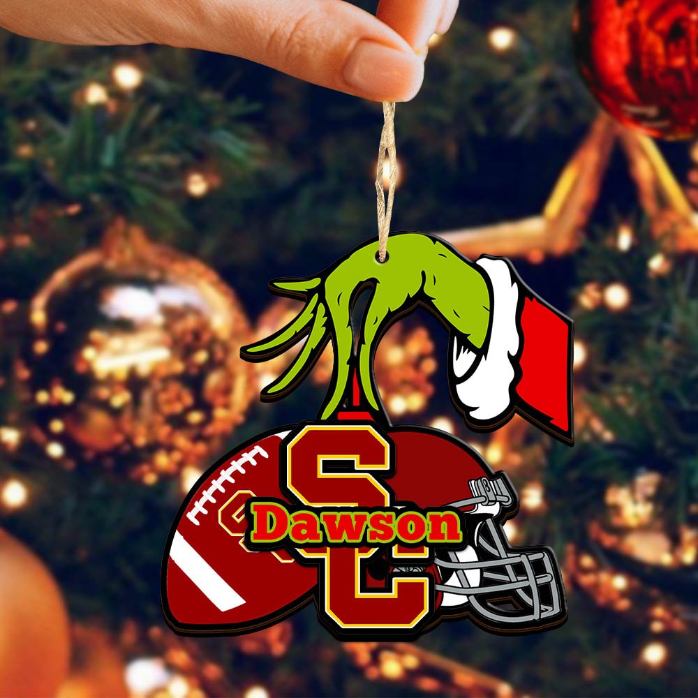 Alternative view of USC Trojans 2 Layered Wooden Ornament 2024 Version Personalized Your Name, Football Team Ornament, Football Lover Gifts ETHY-52254
