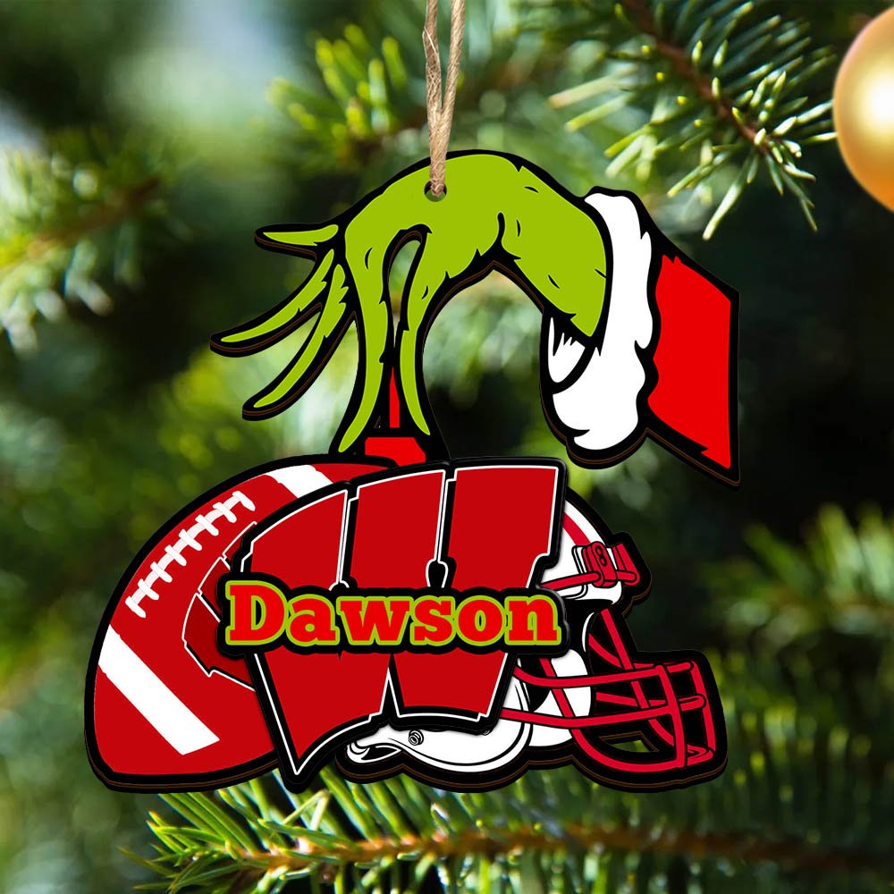 Wisconsin Badgers 2 Layered Wooden Ornament 2024 Version Personalized Your Name, Football Team Ornament, Football Lover Gifts ETHY-52254