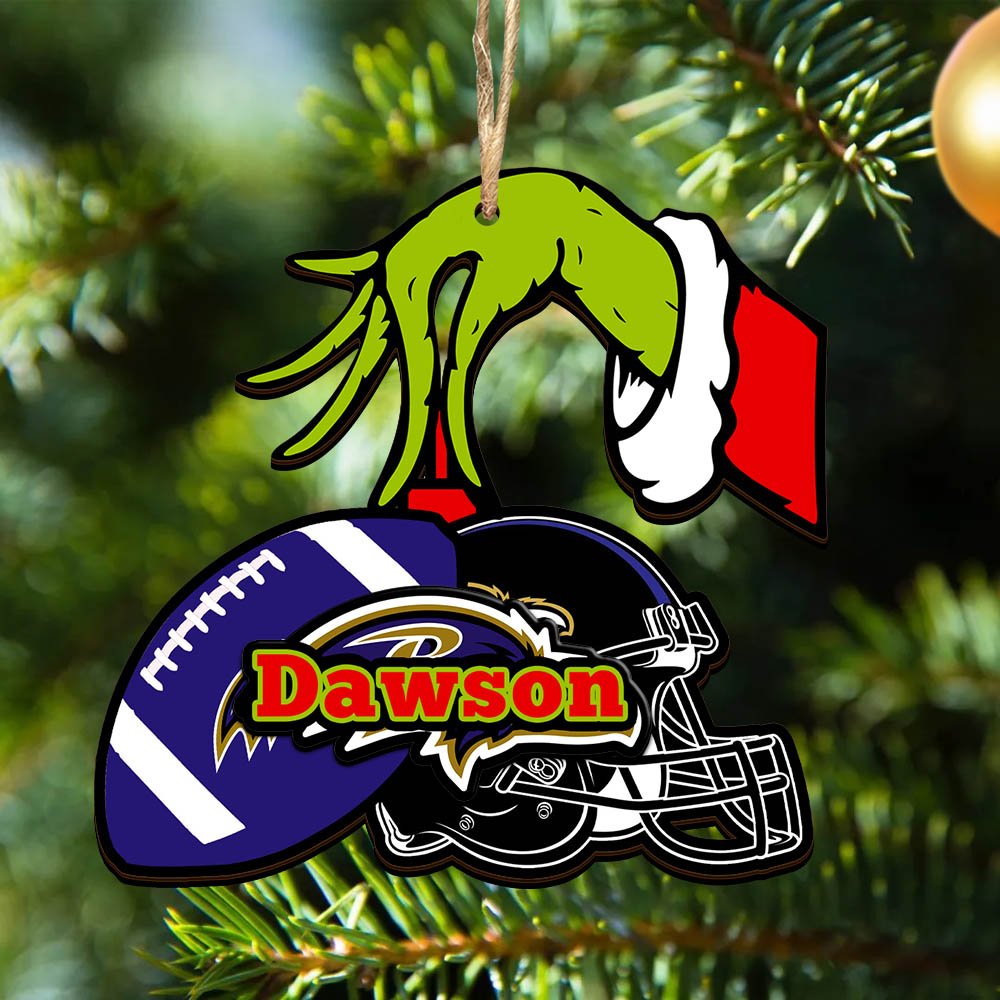 Baltimore Ravens 2 Layered Wooden Ornament 2024 Version Personalized Your Name, Football Team Ornament, Football Lover Gifts ETHY-52254