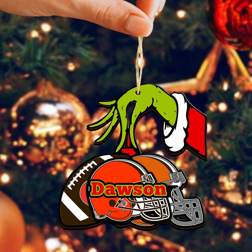 Alternative view of Cleveland Browns 2 Layered Wooden Ornament 2024 Version Personalized Your Name, Football Team Ornament, Football Lover Gifts ETHY-52254