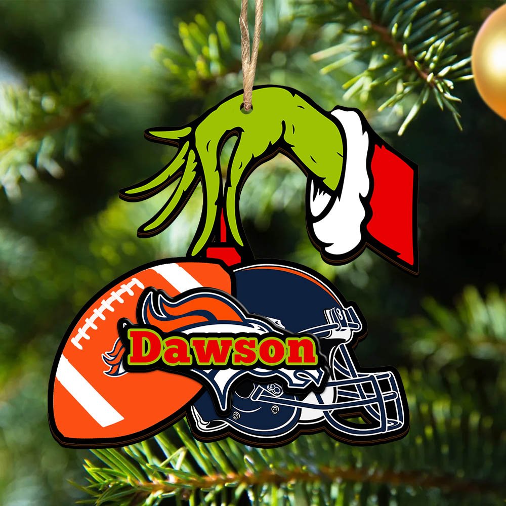 Denver Broncos 2 Layered Wooden Ornament 2024 Version Personalized Your Name, Football Team Ornament, Football Lover Gifts ETHY-52254