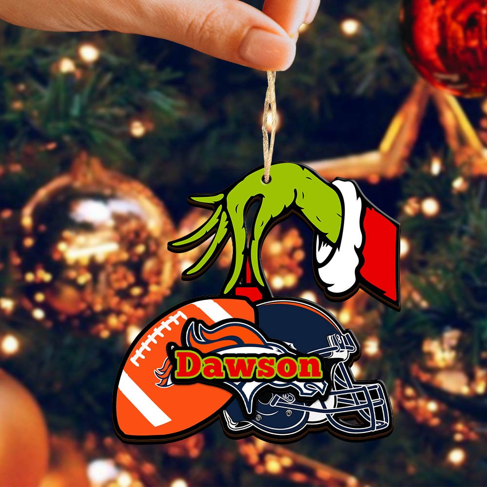 Alternative view of Denver Broncos 2 Layered Wooden Ornament 2024 Version Personalized Your Name, Football Team Ornament, Football Lover Gifts ETHY-52254