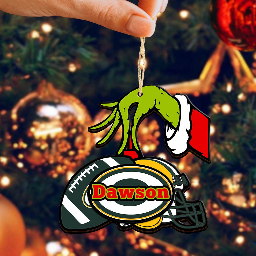 Alternative view of Green Bay Packers 2 Layered Wooden Ornament 2024 Version Personalized Your Name, Football Team Ornament, Football Lover Gifts ETHY-52254